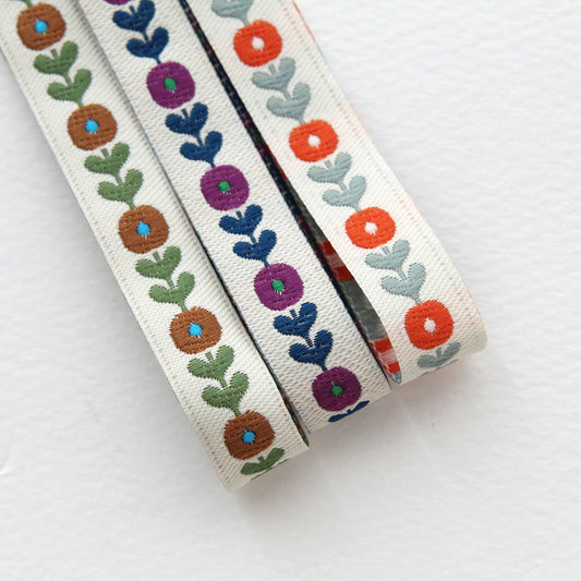 Flower Jacquard Ribbon Trim Embroidered Sewing Trim Craft 0.47inch (1.2cm) x 2/5/10Yards