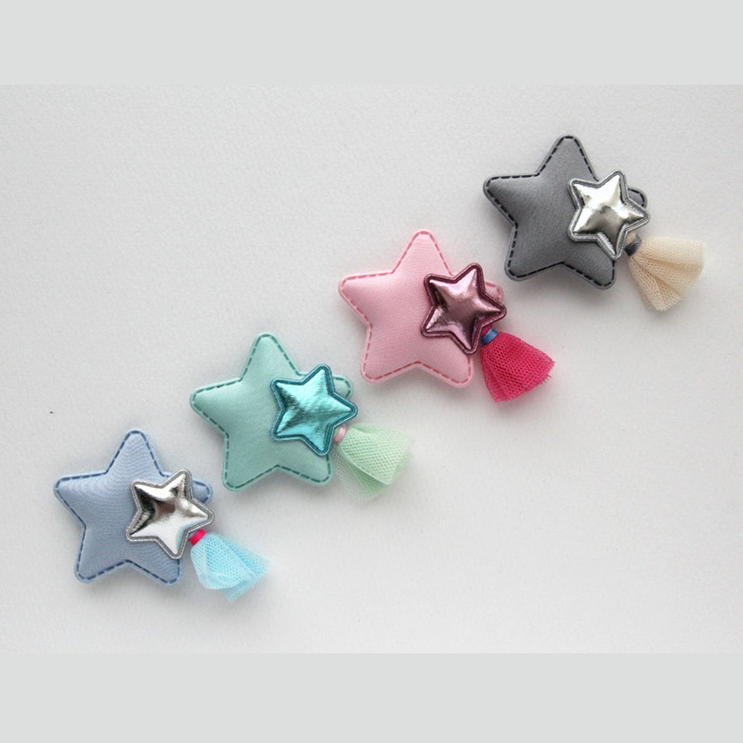 2pcs Star Fabric Appliqués for Hair Clips Making [P287]