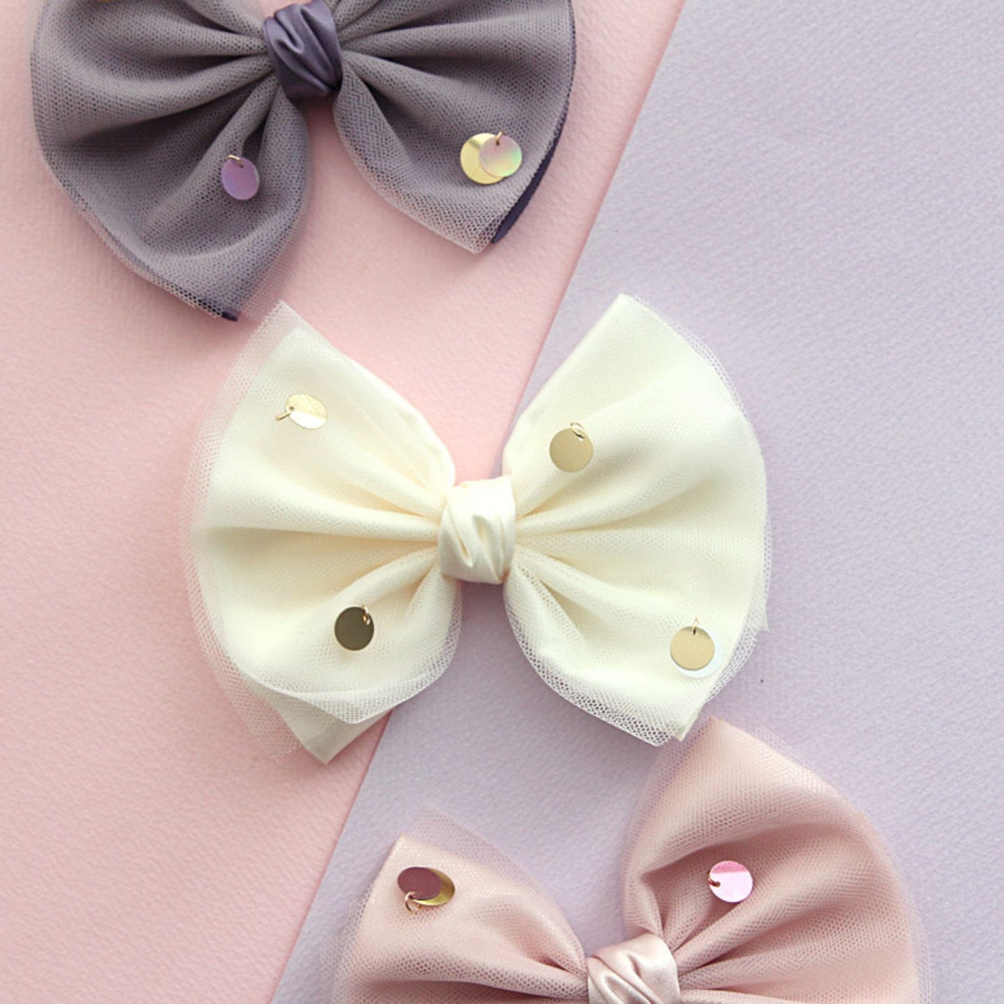 Satin and Mesh Dual-Layer Bow