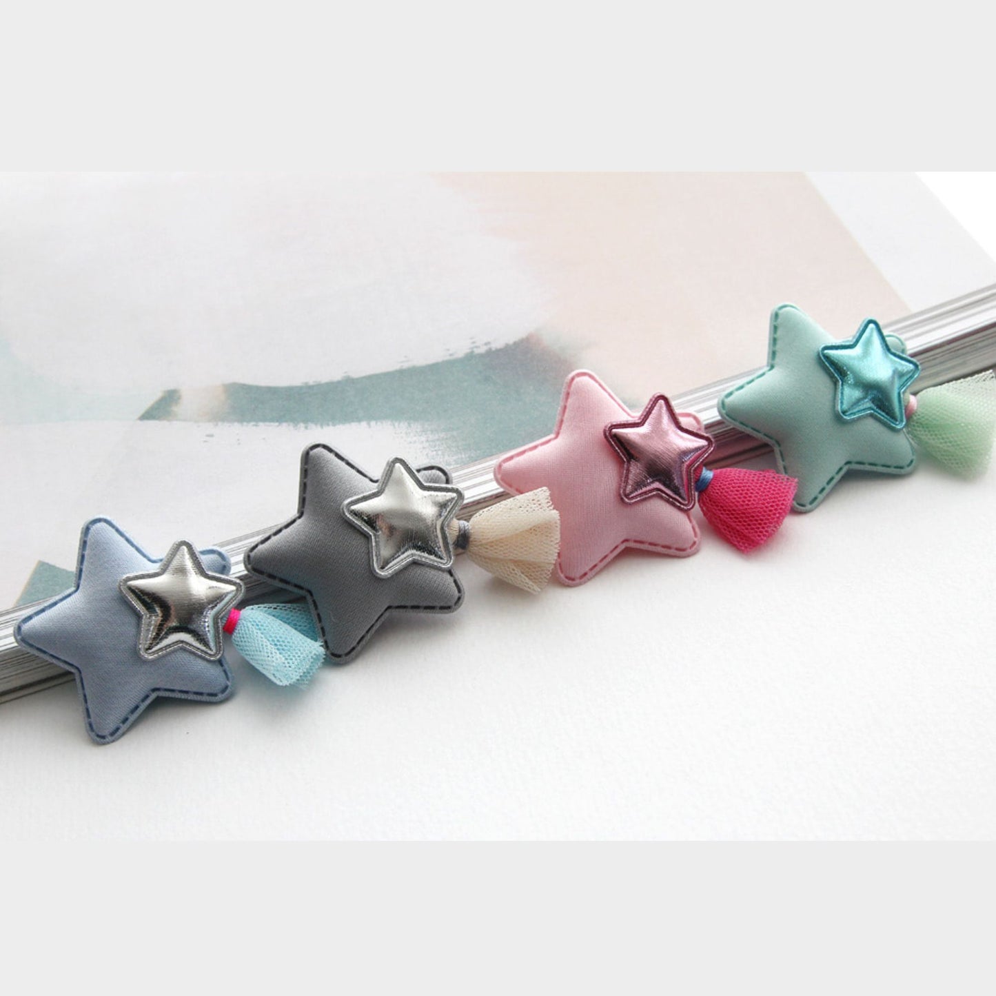 2pcs Star Fabric Appliqués for Hair Clips Making [P287]