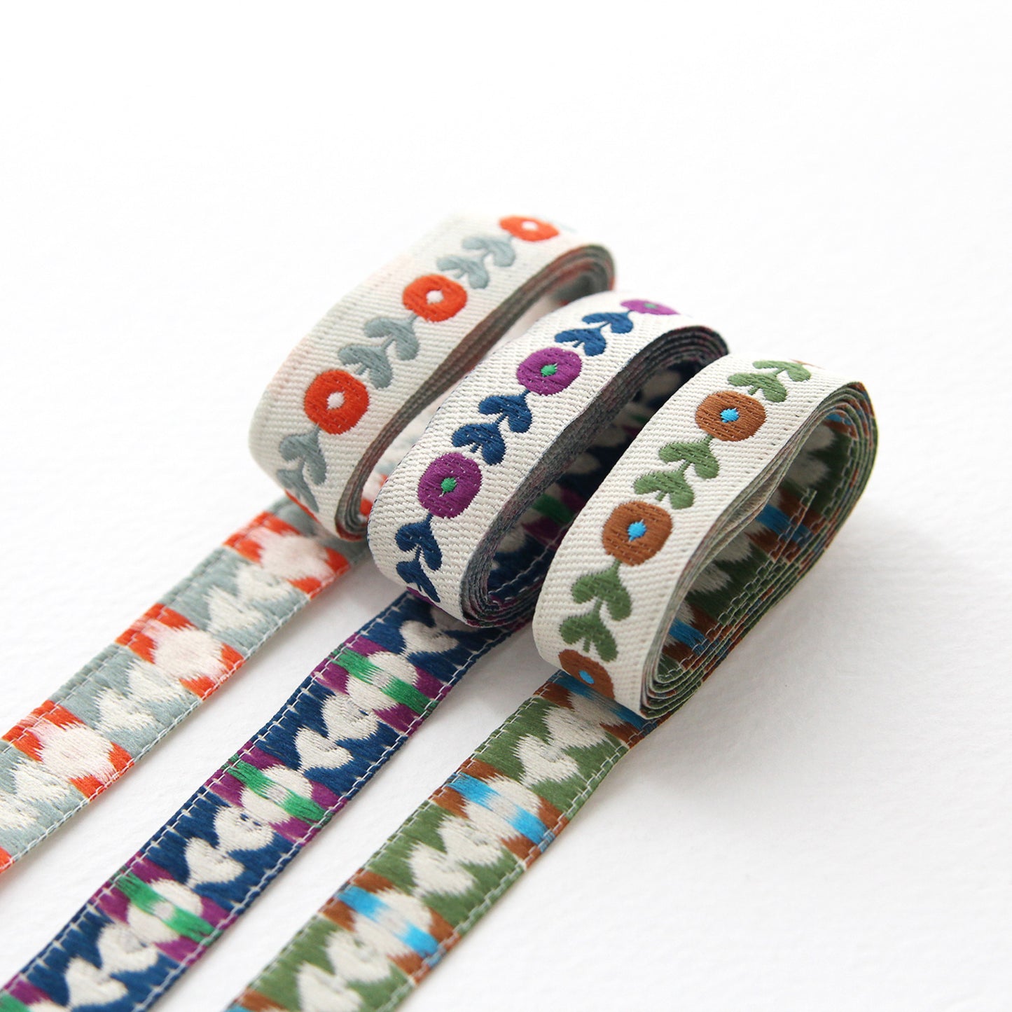 Flower Jacquard Ribbon Trim Embroidered Sewing Trim Craft 0.47inch (1.2cm) x 2/5/10Yards
