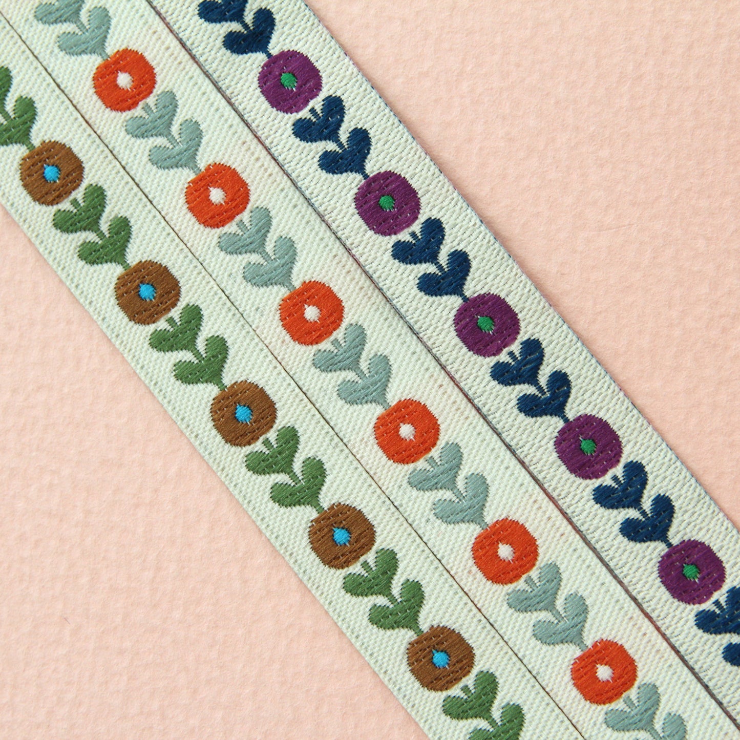 Flower Jacquard Ribbon Trim Embroidered Sewing Trim Craft 0.47inch (1.2cm) x 2/5/10Yards