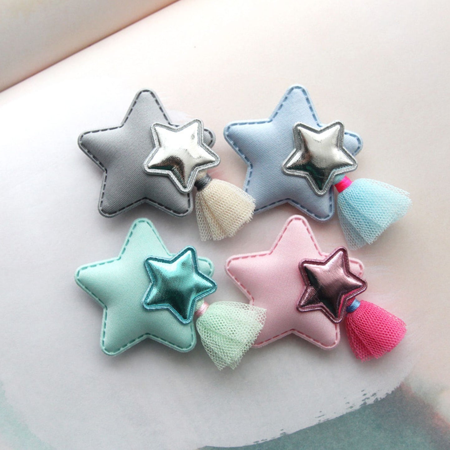 2pcs Star Fabric Appliqués for Hair Clips Making [P287]