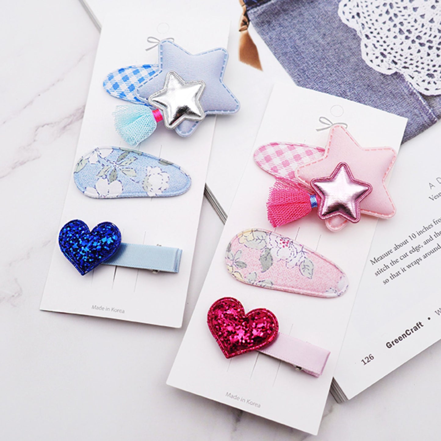 2pcs Star Fabric Appliqués for Hair Clips Making [P287]
