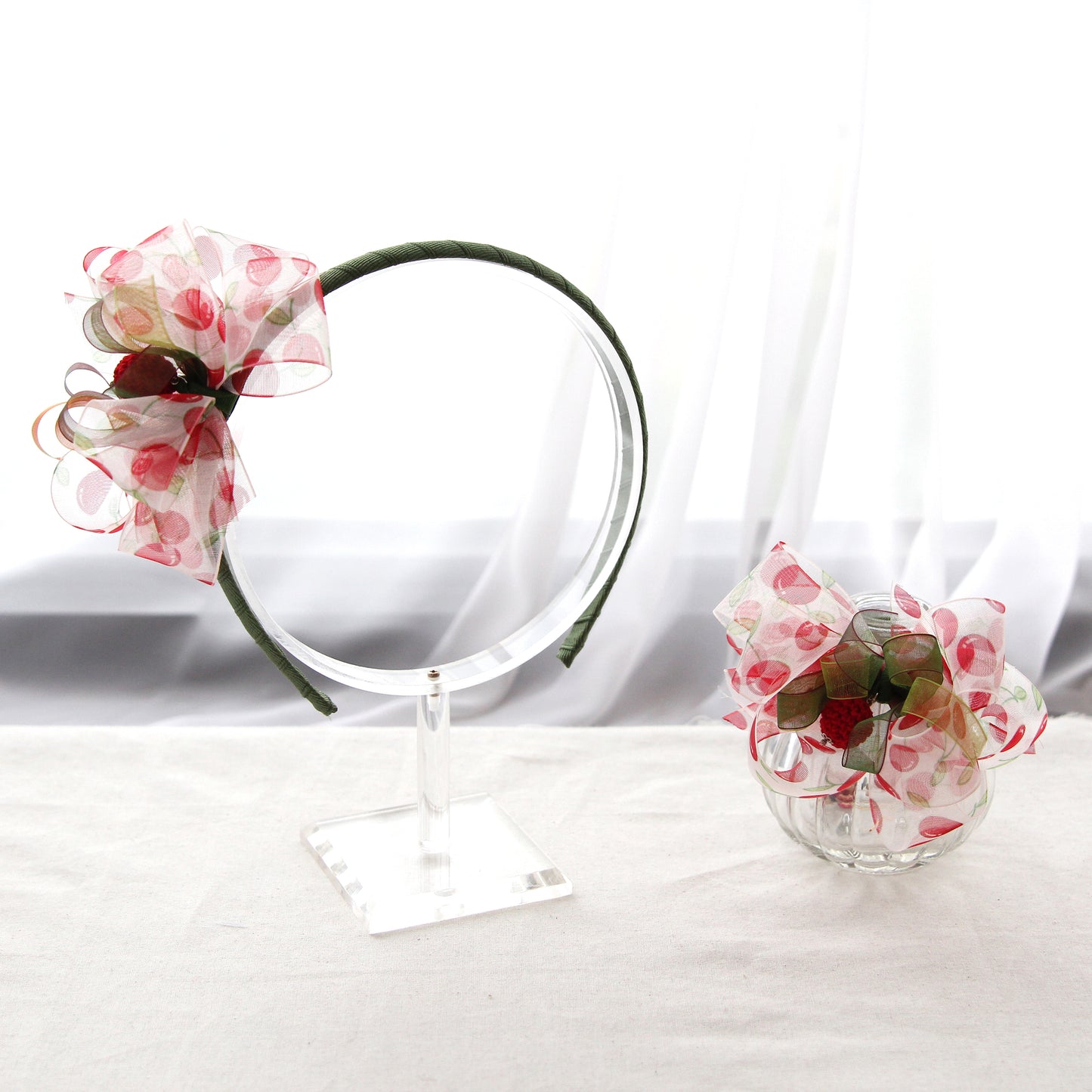 Cherry Organdy Ribbon 2/5/10Yard