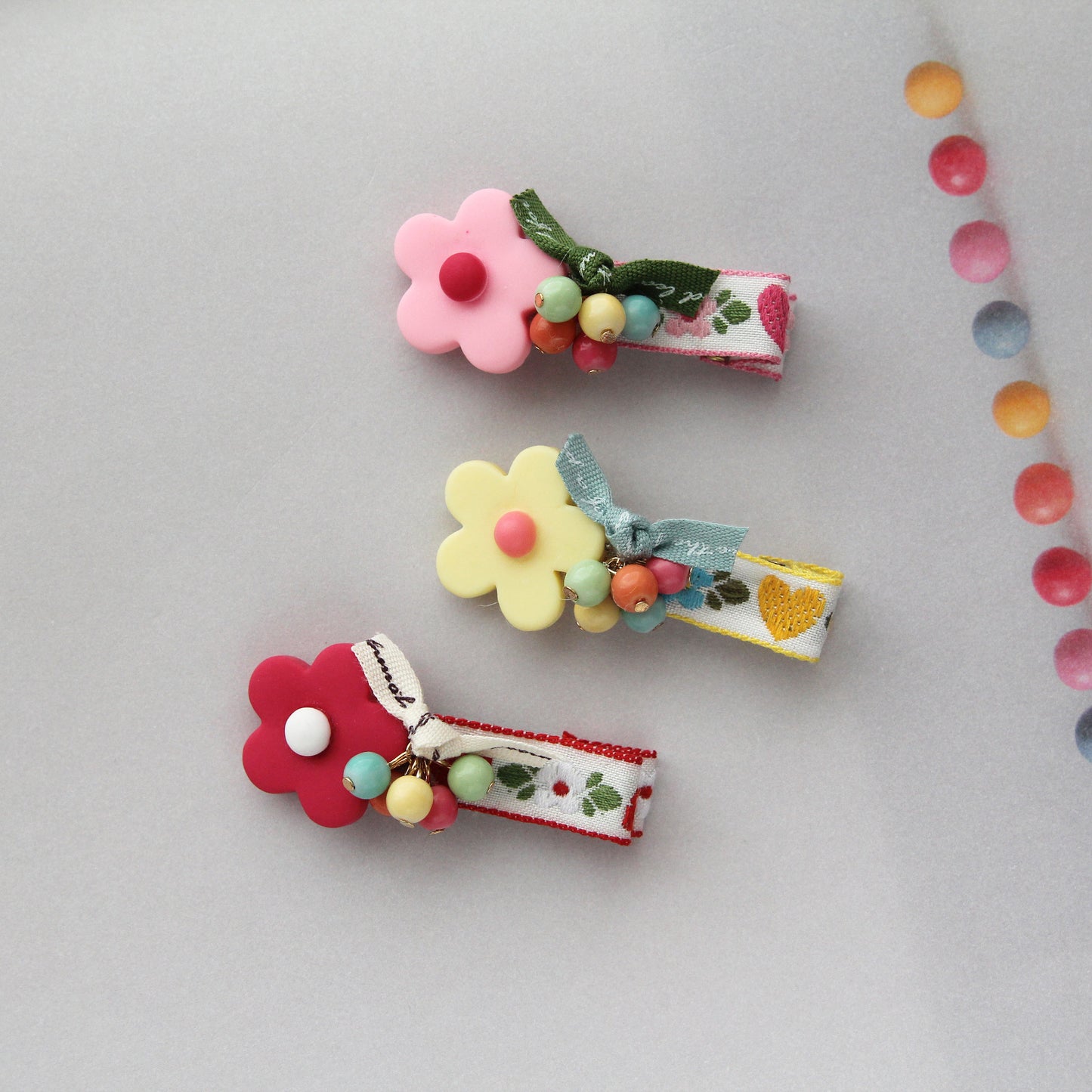 Heart Flower Embroidered Ribbon 0.47inch (1.2cm) x 2/5/10Yards