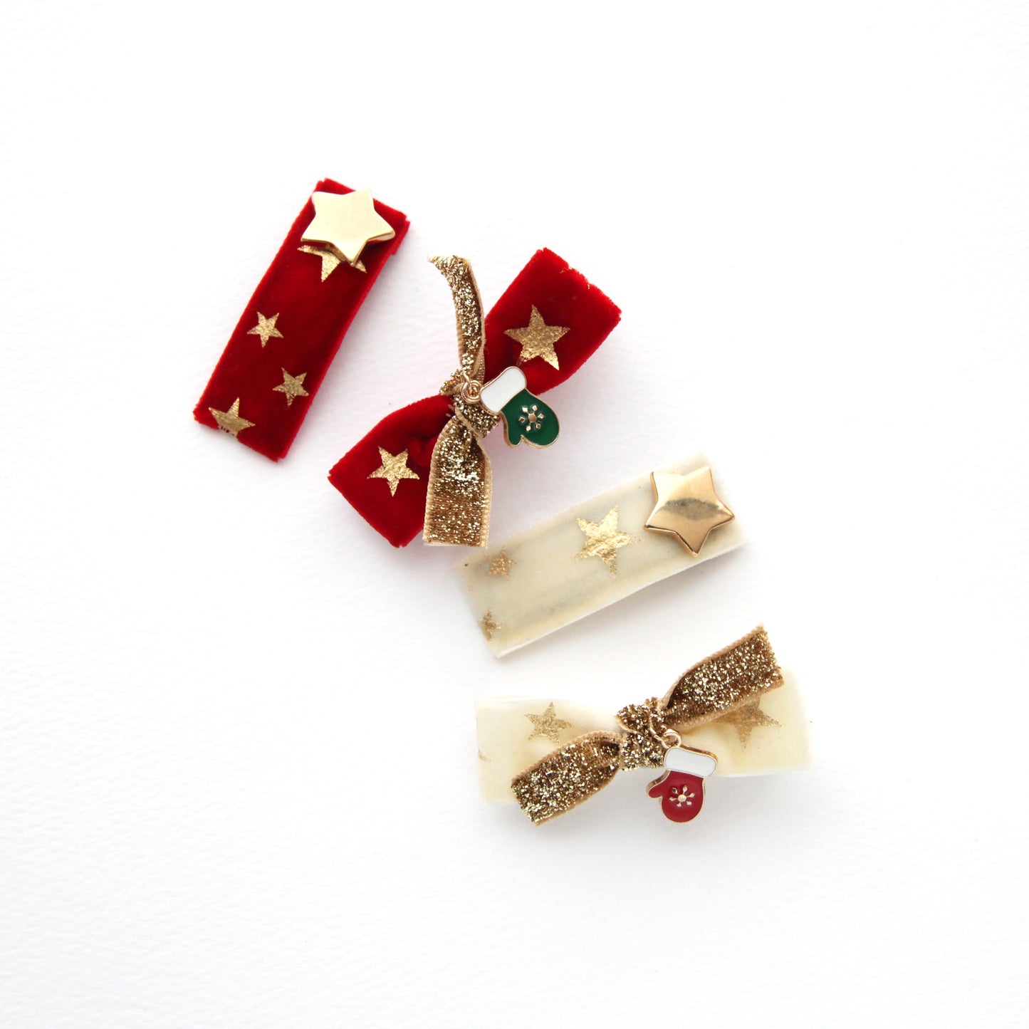 Velvet Ribbon with Gold Star 0.74inch (1.9cm) x 2/5/10Yards