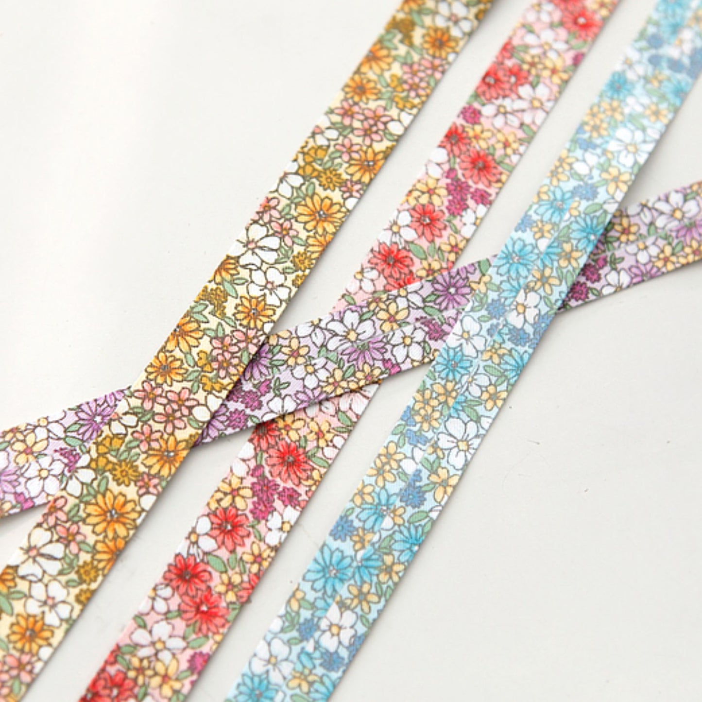 Floral Fabric Ribbon 0.39/0.59inch(1/1.5cm) x 2Yard