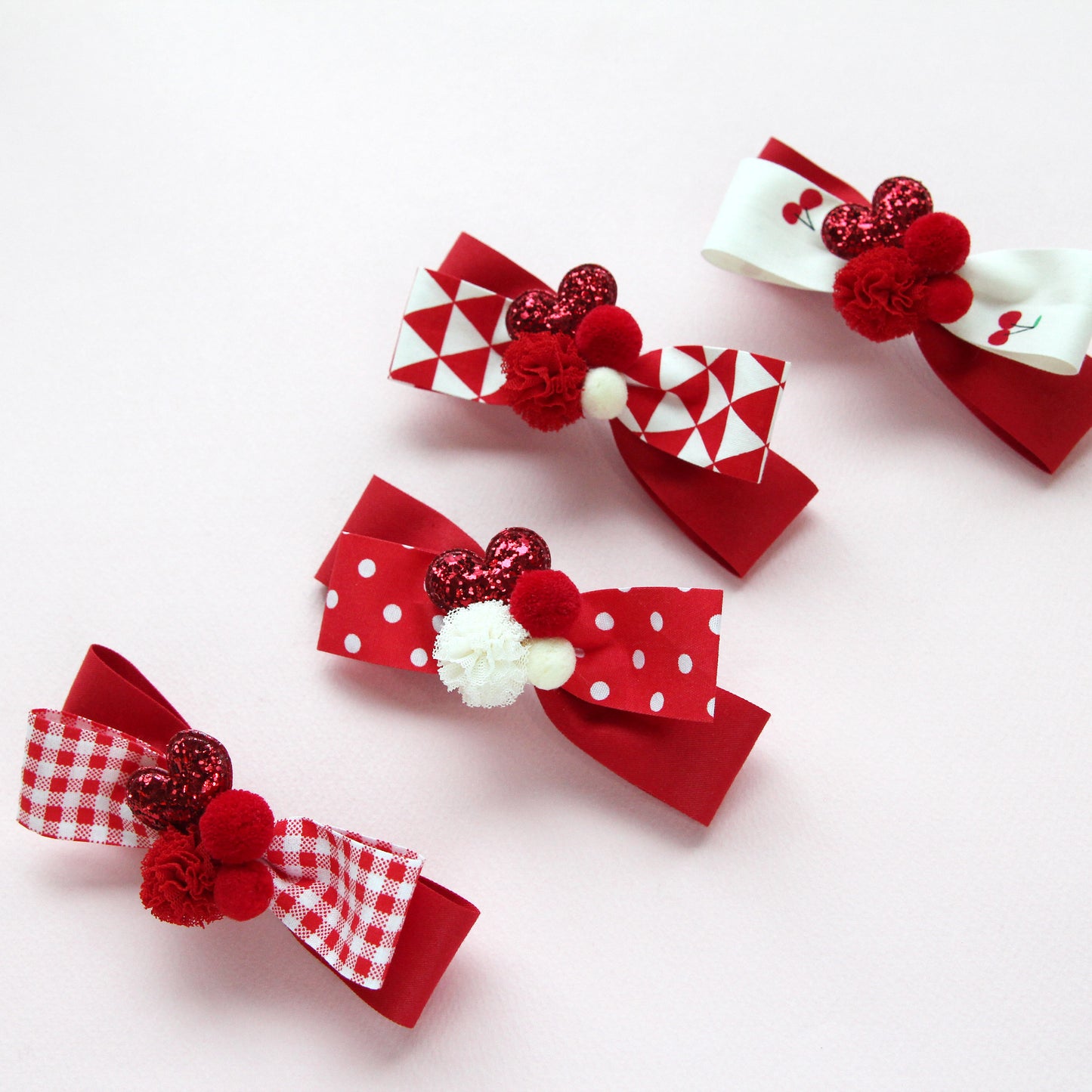 Red Pattern Fabric Ribbon 1.18inch(3cm)x 2/5/10Yards