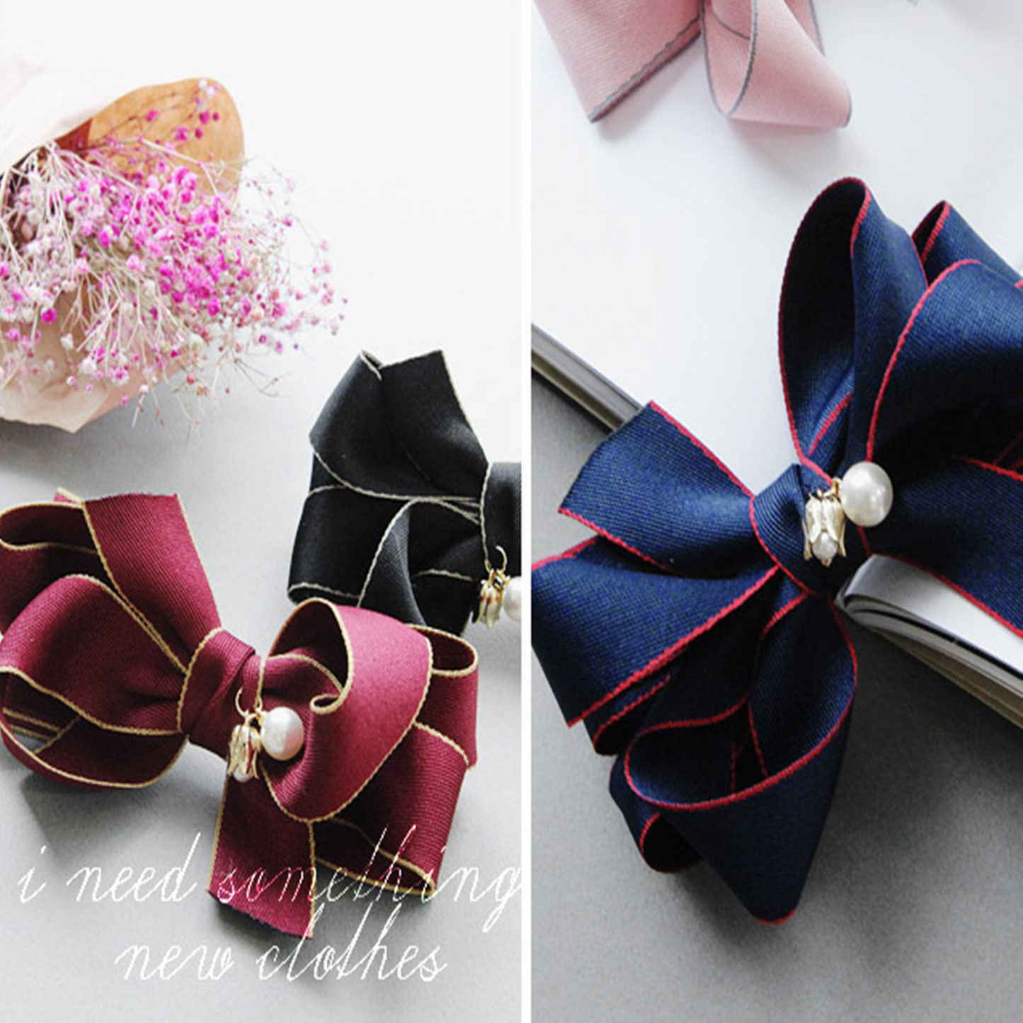 Pointed Edge Contrast Line Ribbon 1.02inch(2.6cm) x 2/5/10Yards