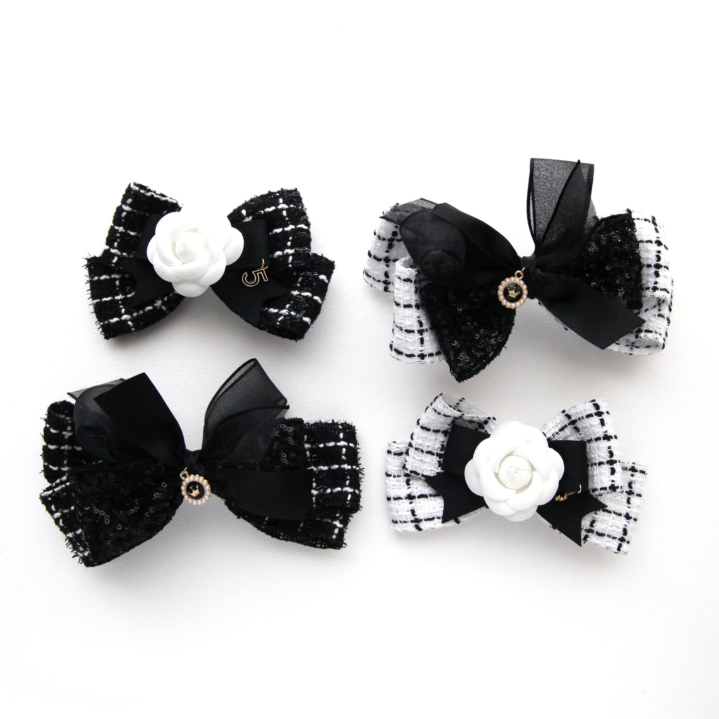 Grid-patterned Tweed Ribbon 1.59inch (3.9cm) x 2/5/10Yards