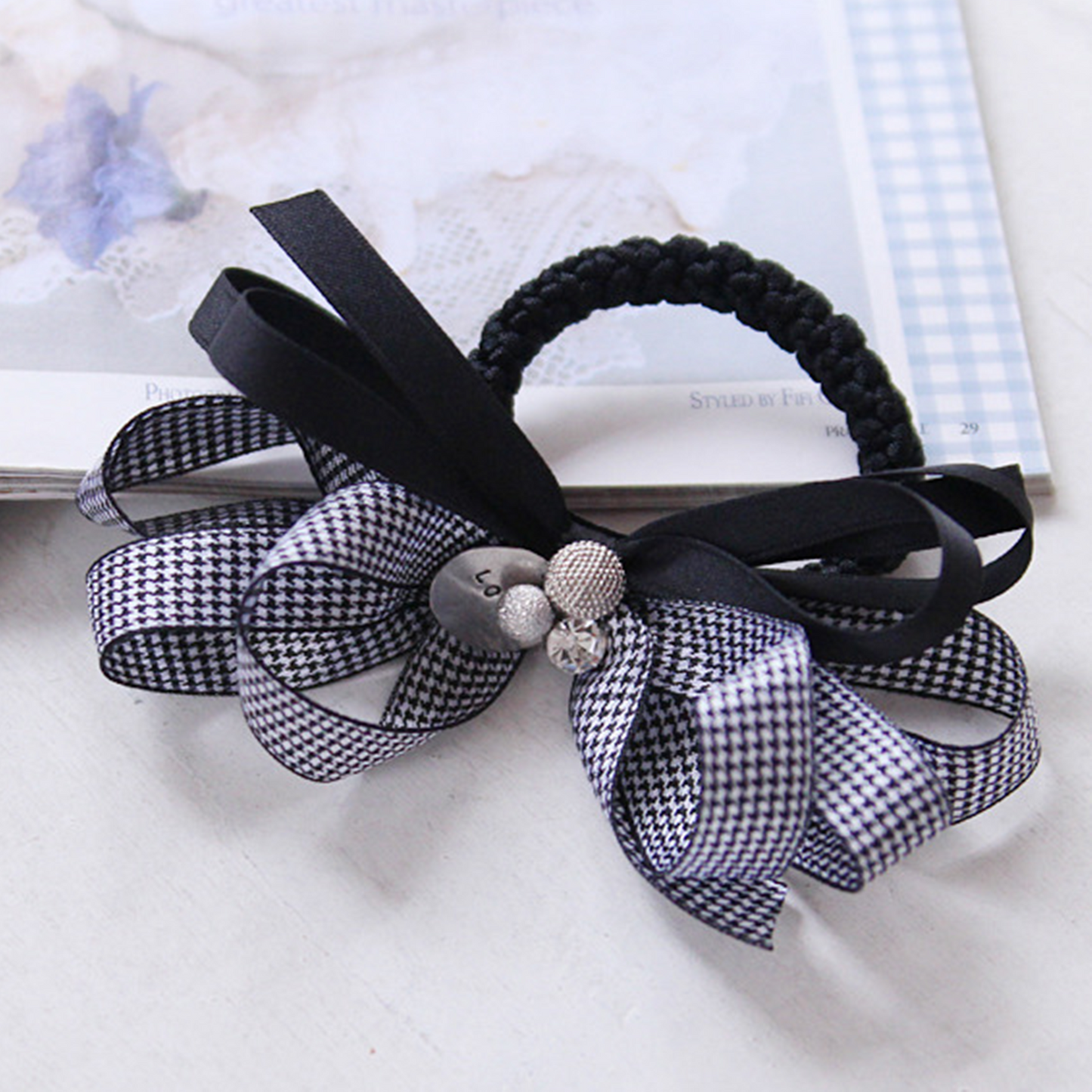 Houndstooth Elegance Ribbon 0.62inch(1.6cm)x 2/5/10Yards
