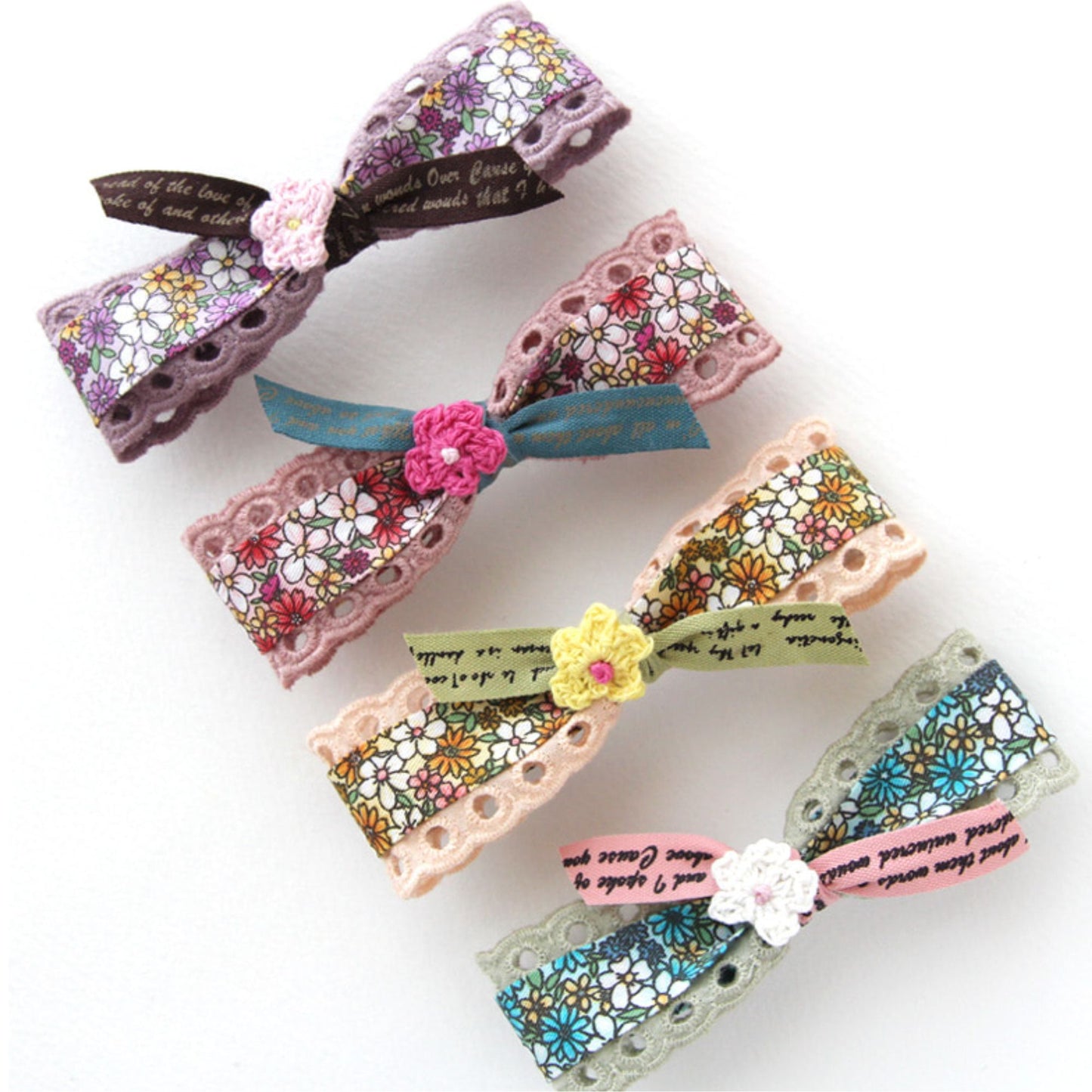 Floral Fabric Ribbon 0.39/0.59inch(1/1.5cm) x 2Yard
