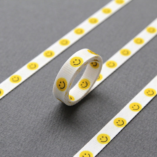 Cheerful Smile  Grosgrain Ribbon 0.39inch (1cm) x 5/10Yards