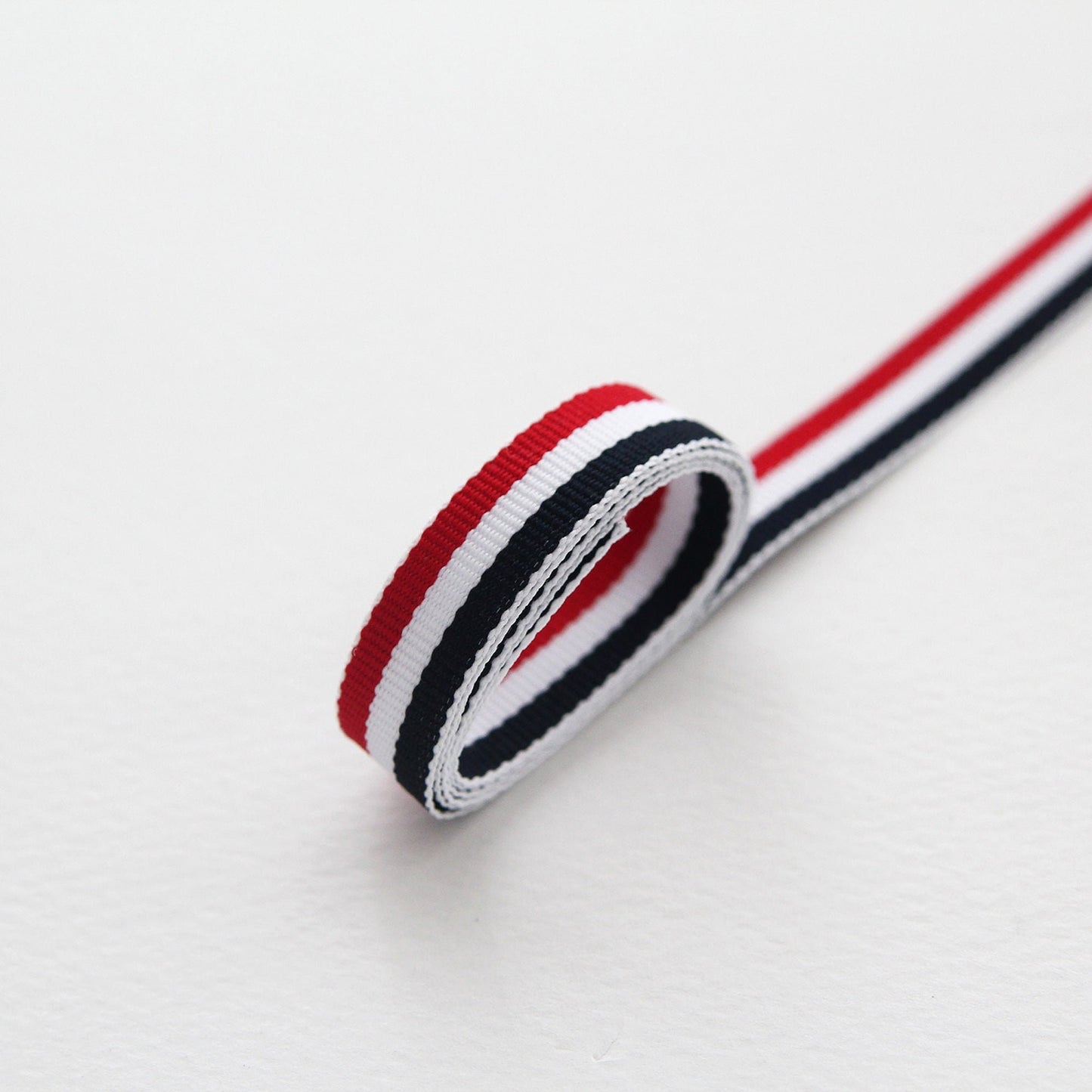 Tricolor Stripe Ribbon, Red White Navy Crafting Trim (0.38in Width)