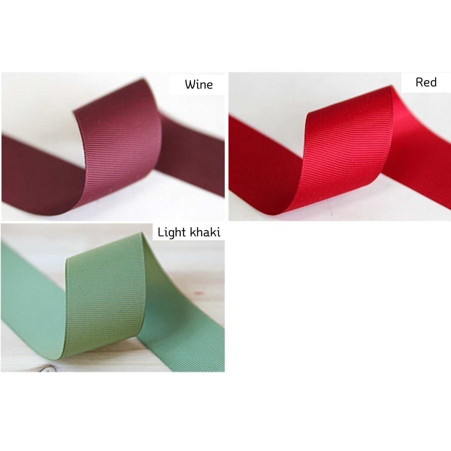 Low Saturation Color Grosgrain Ribbon 0.39inch(1cm),1.49inch(3.8cm) x 5Yards