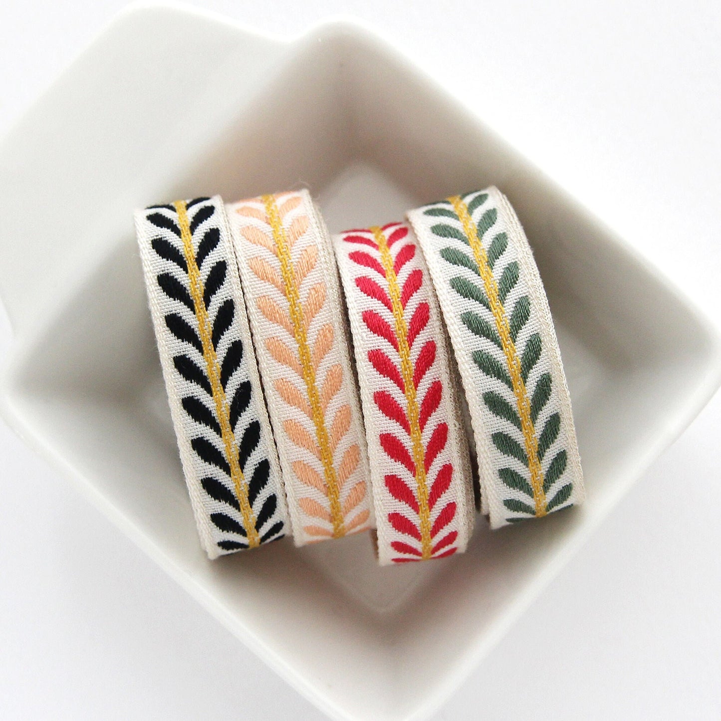 Olive Leaf Embroidery Ribbon 0.51inch (1.3cm) x 5Yards