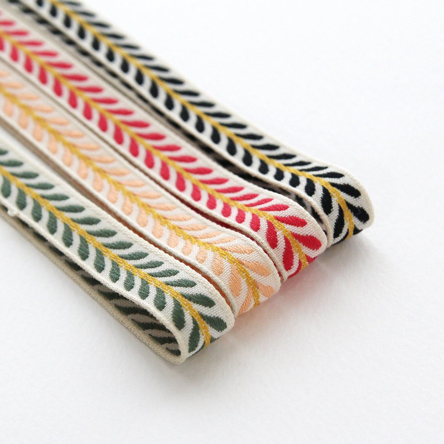 Olive Leaf Embroidery Ribbon 0.51inch (1.3cm) x 5Yards