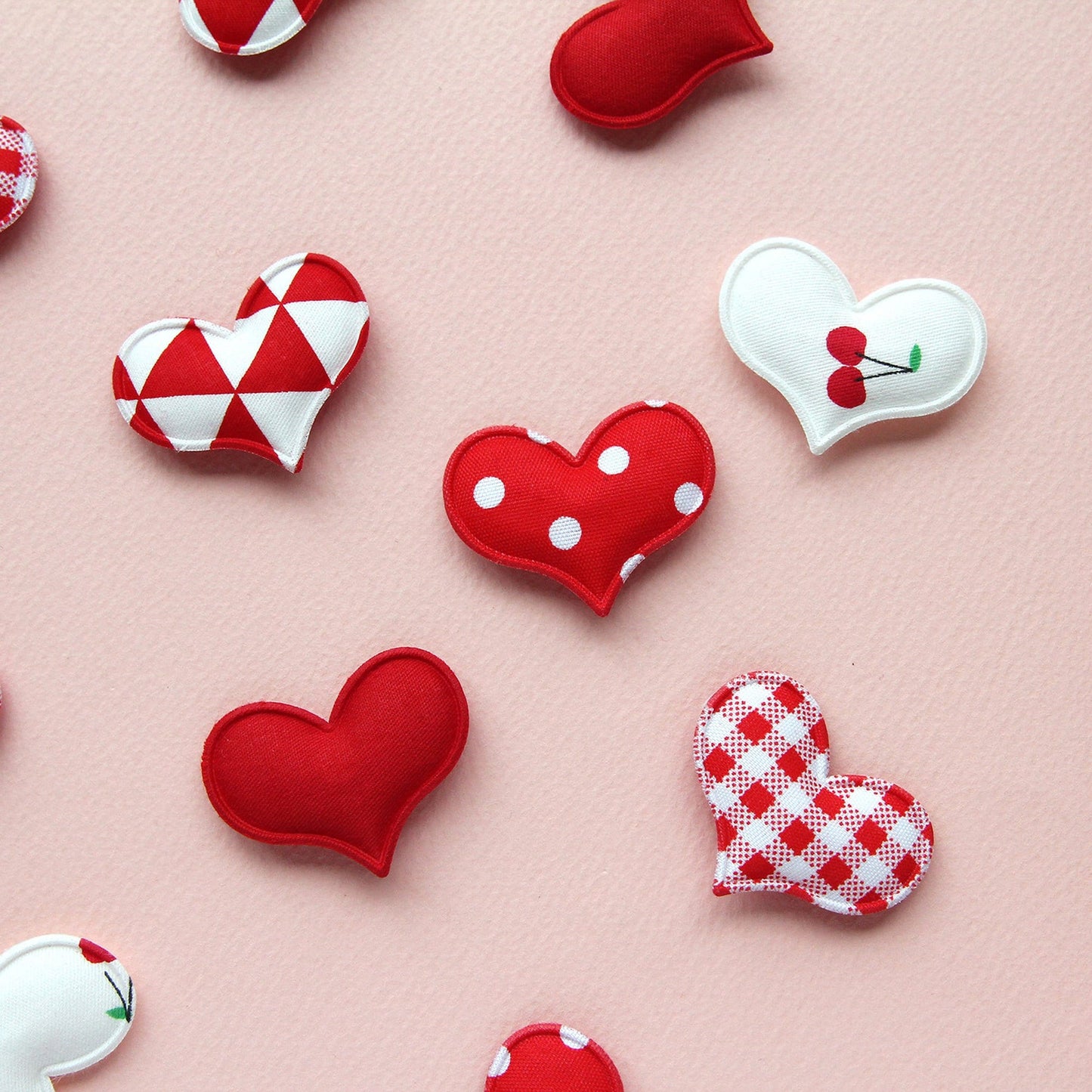 Red Pattern Heart padded Appliques, Haiclip Supplies 4pcs