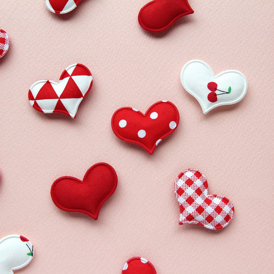 Red Pattern Heart padded Appliques, Haiclip Supplies 4pcs