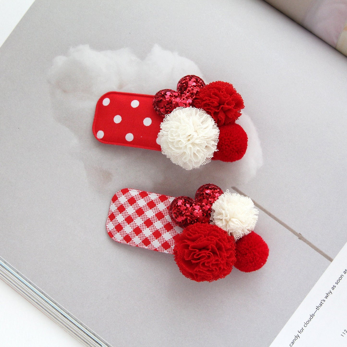 Red Pattern Square Snap Clip Covers 4pcs