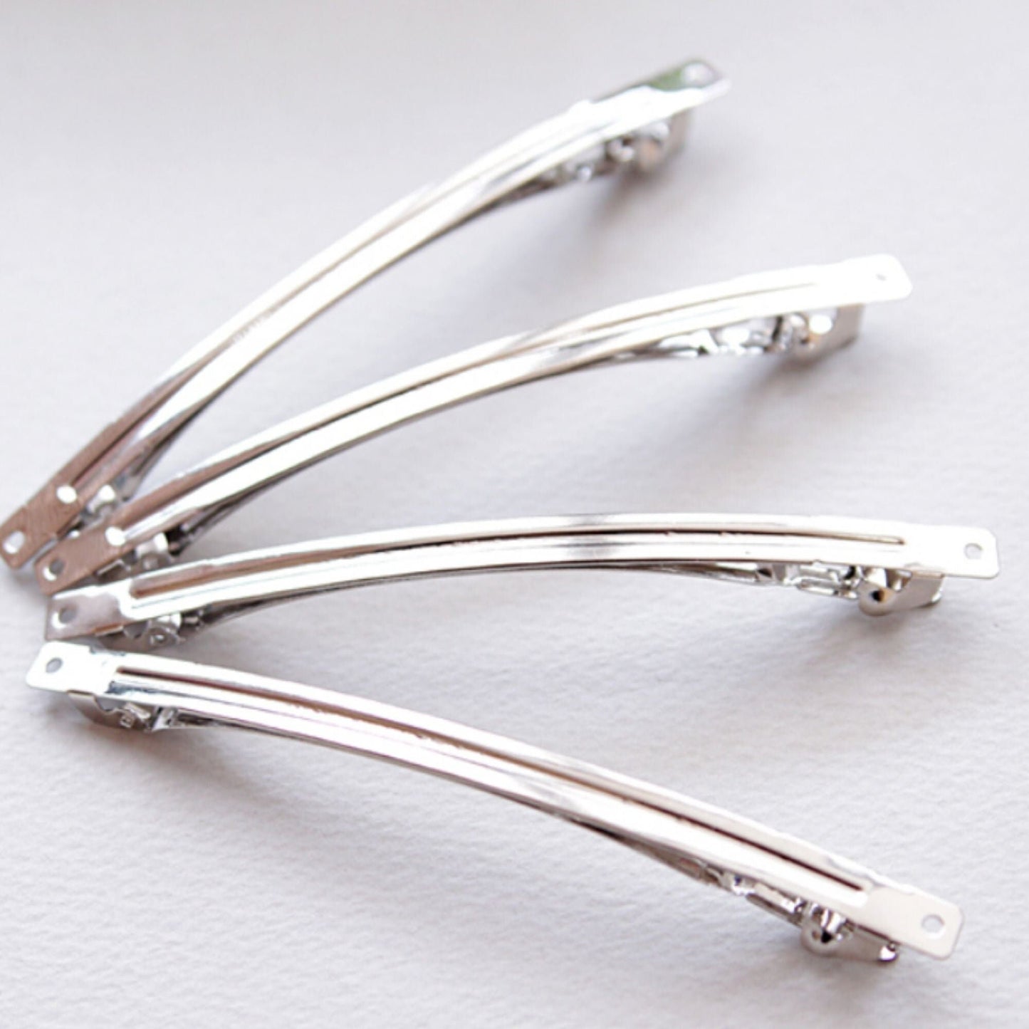 10cm(4")Thin Silver French Hair Barrette without Spring 10/30/50pcs