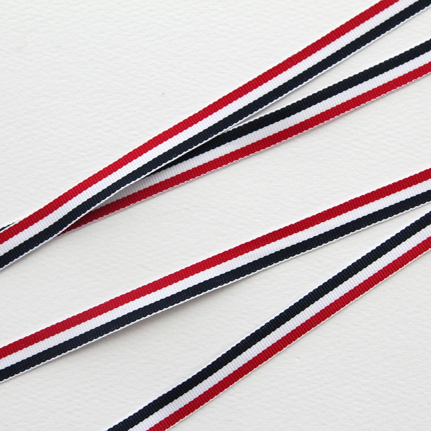 Tricolor Stripe Ribbon, Red White Navy Crafting Trim (0.38in Width)