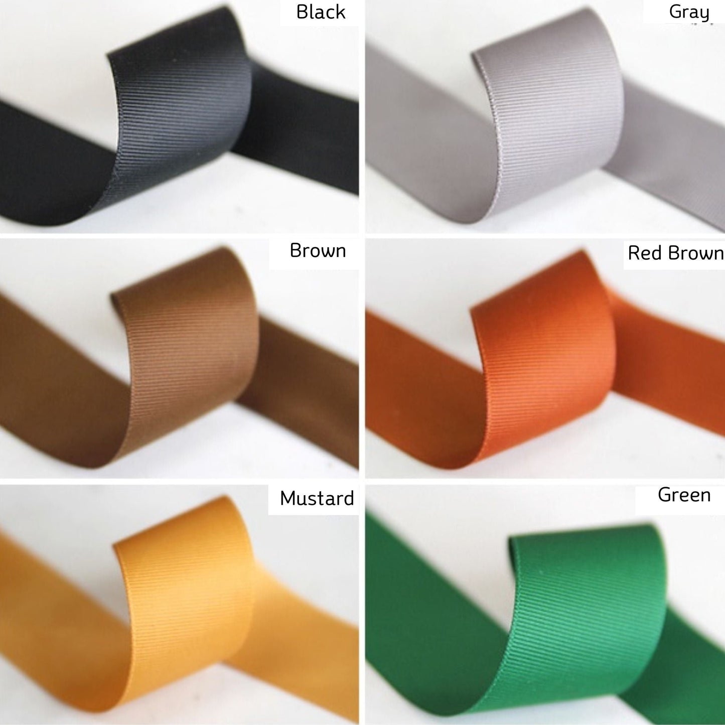 Low Saturation Color Grosgrain Ribbon 0.39inch(1cm),1.49inch(3.8cm) x 5Yards