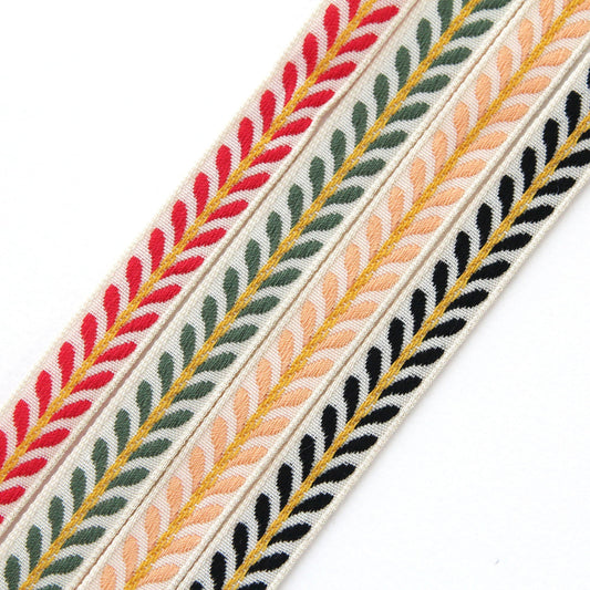 Olive Leaf Embroidery Ribbon 0.51inch (1.3cm) x 5Yards