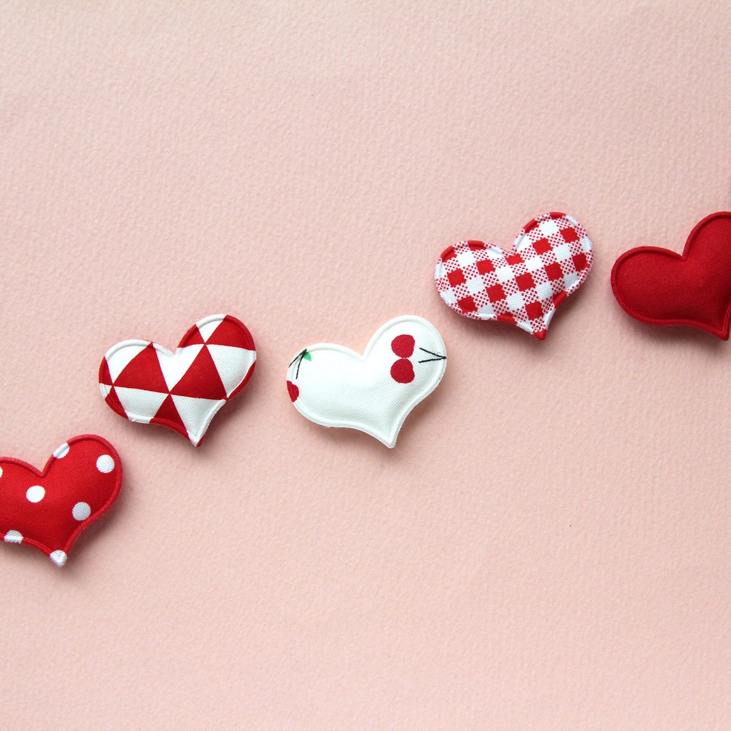 Red Pattern Heart padded Appliques, Haiclip Supplies 4pcs