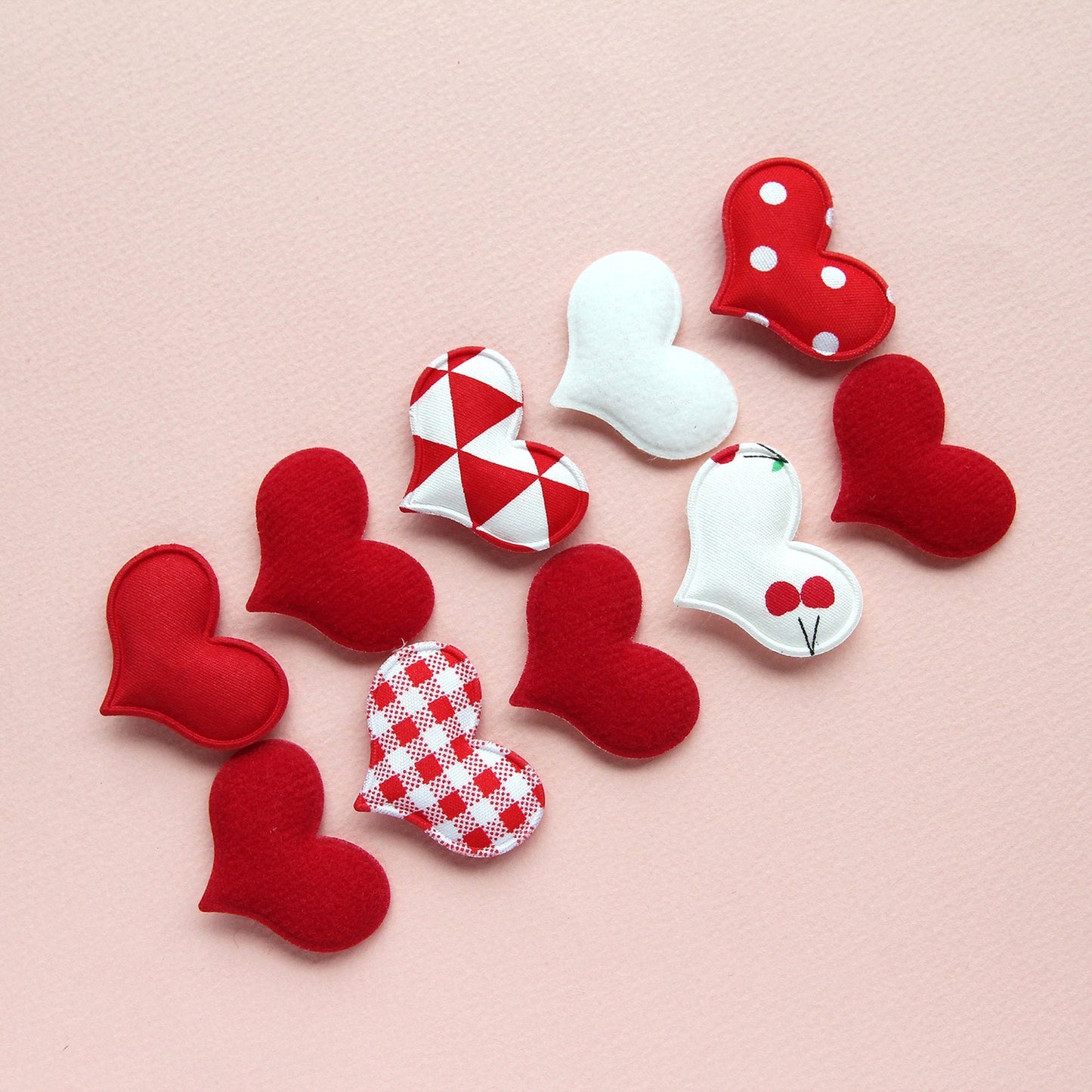 Red Pattern Heart padded Appliques, Haiclip Supplies 4pcs