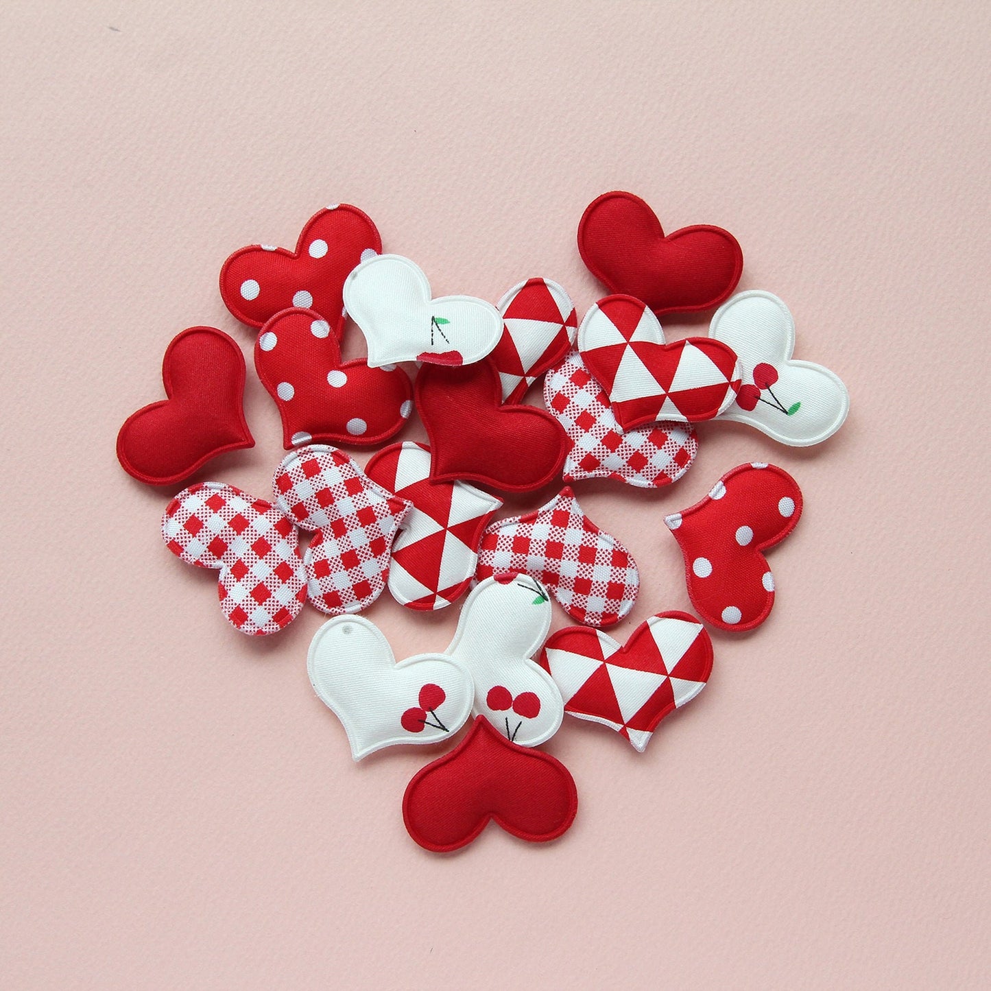Red Pattern Heart padded Appliques, Haiclip Supplies 4pcs
