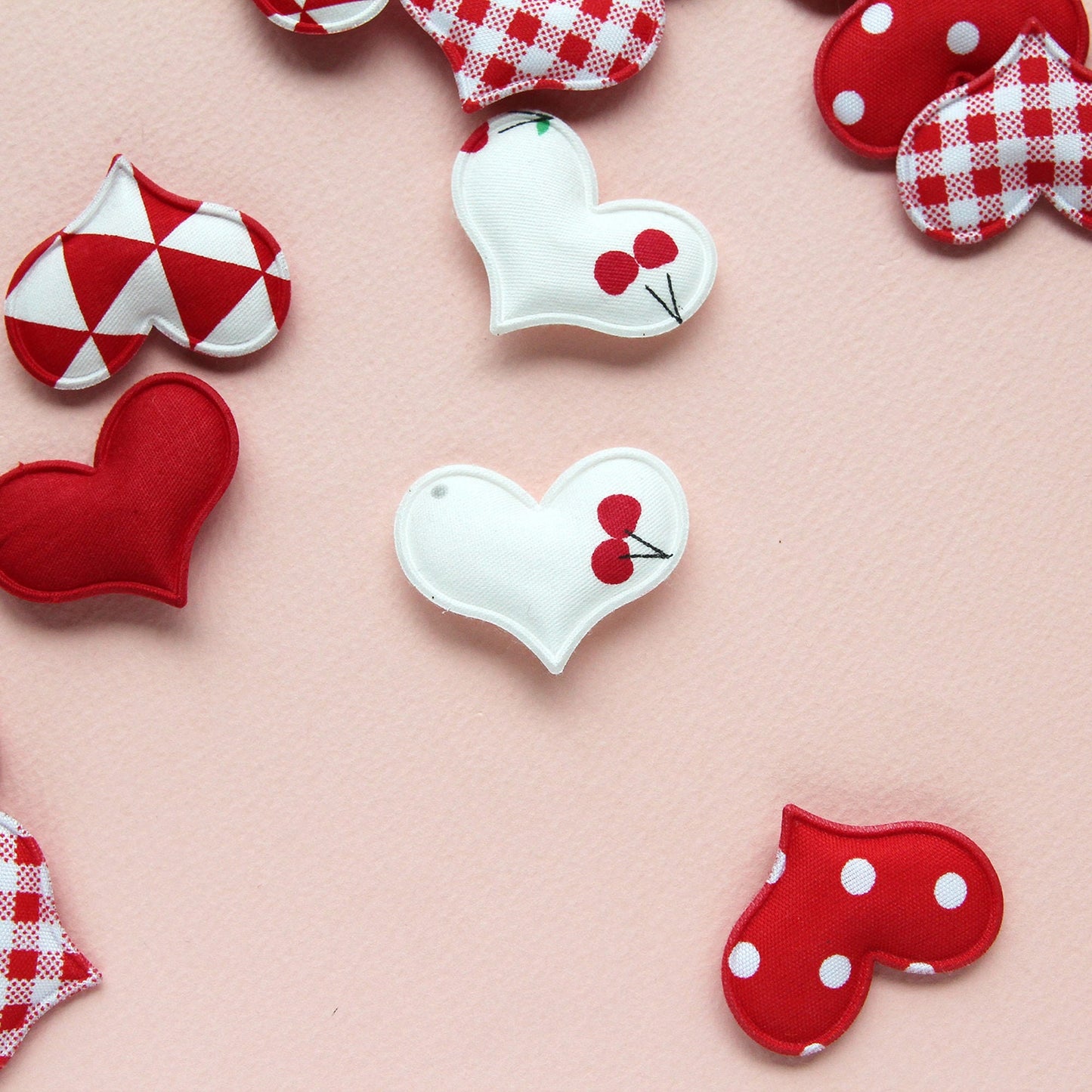 Red Pattern Heart padded Appliques, Haiclip Supplies 4pcs