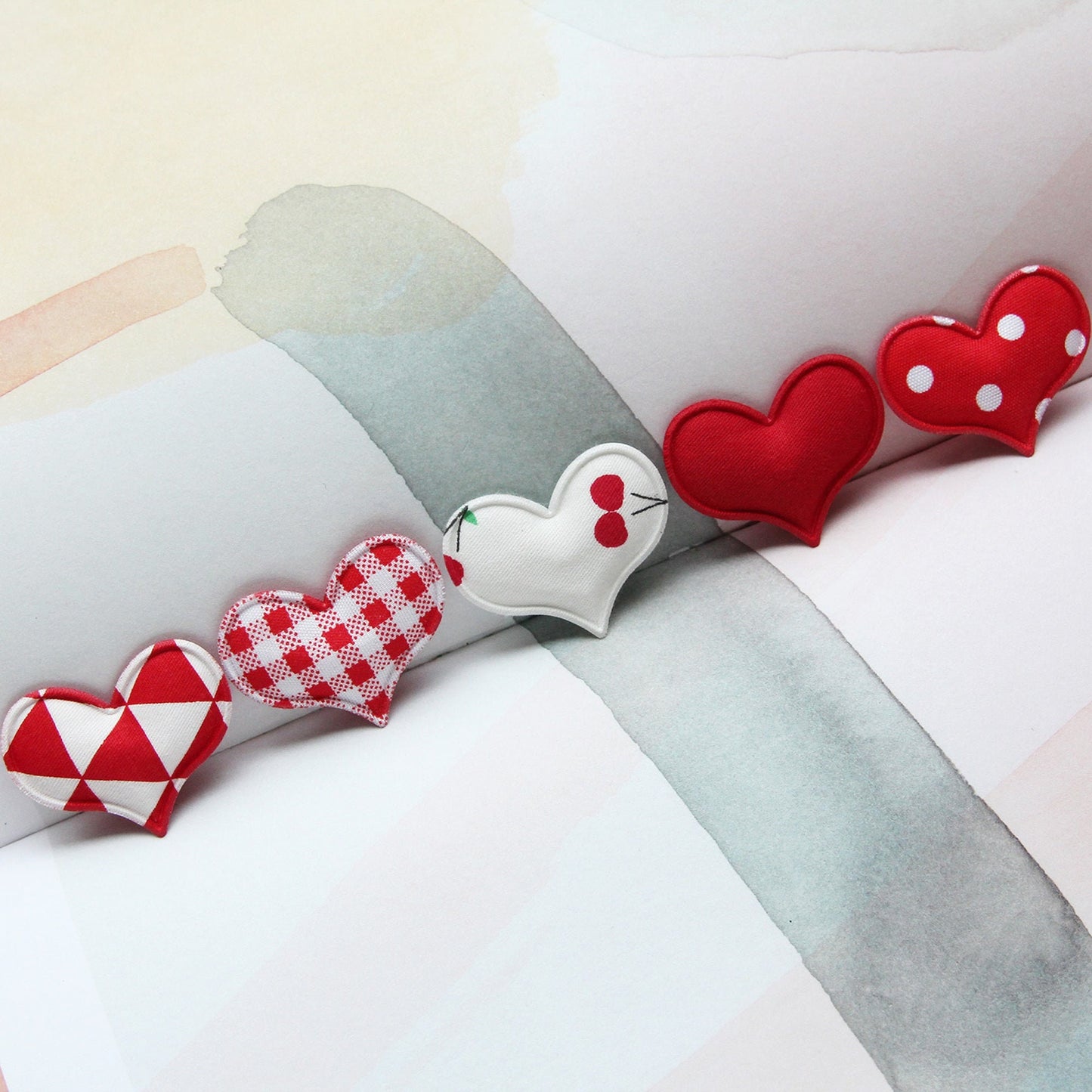 Red Pattern Heart padded Appliques, Haiclip Supplies 4pcs
