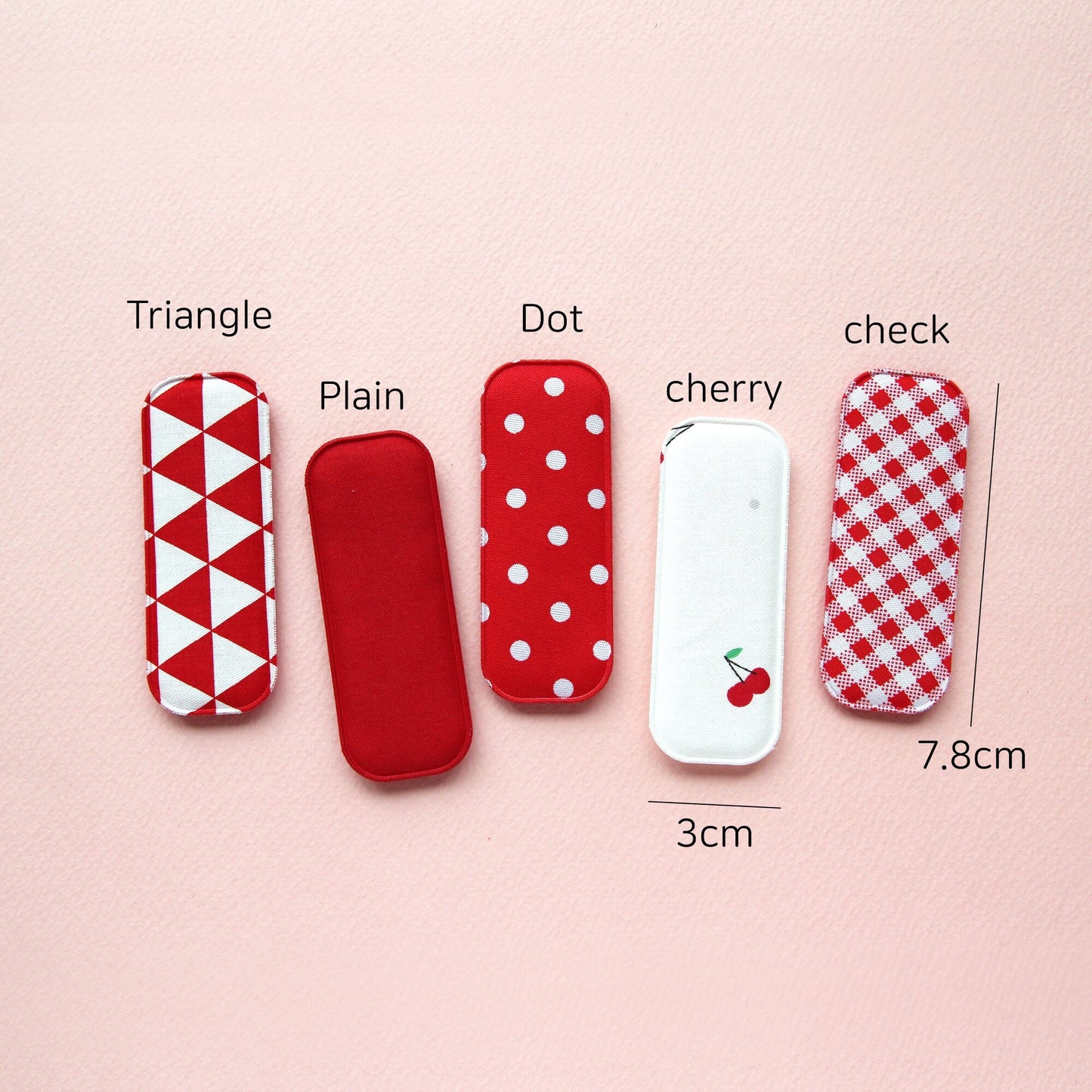 Red Pattern Square Snap Clip Covers 4pcs