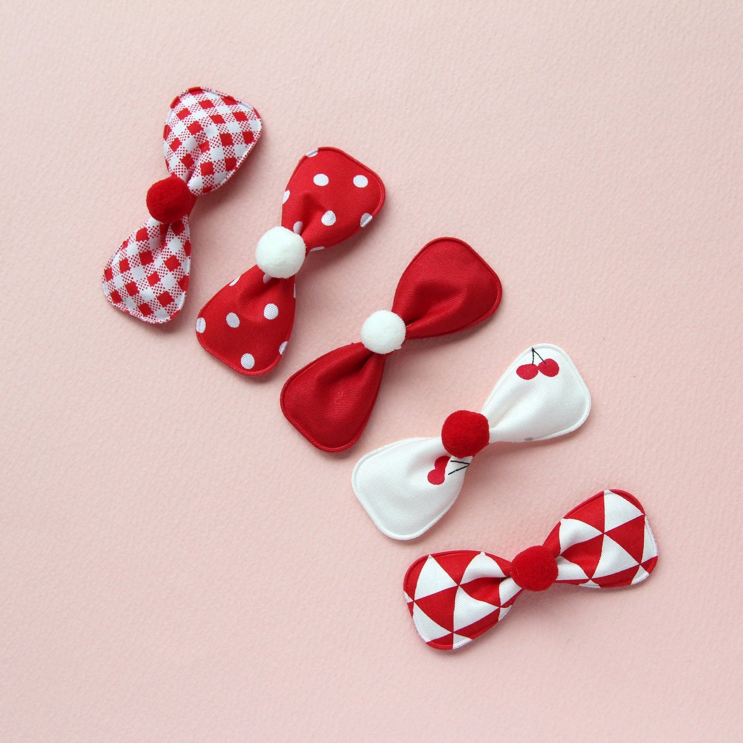 Red Pattern Square Snap Clip Covers 4pcs