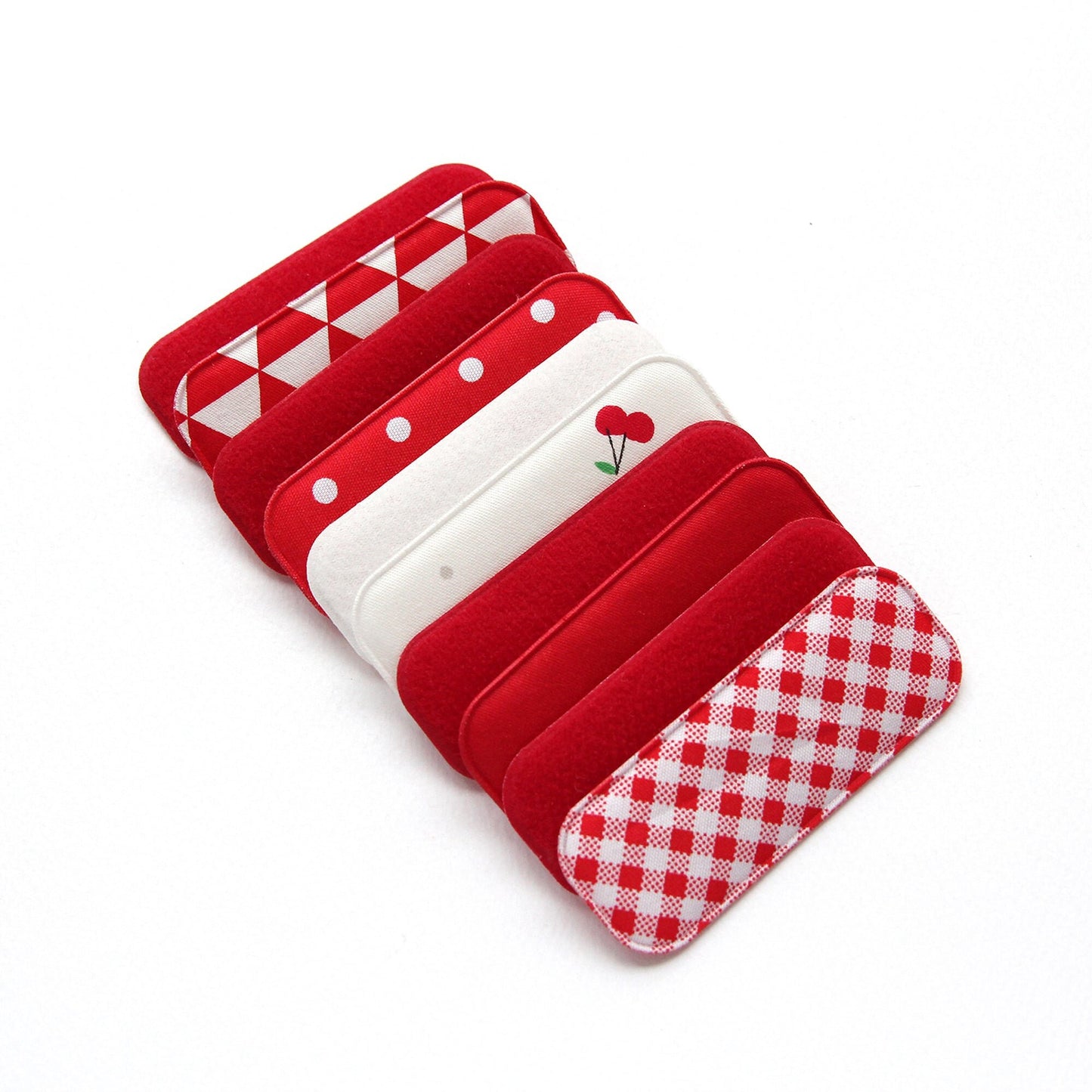 Red Pattern Square Snap Clip Covers 4pcs