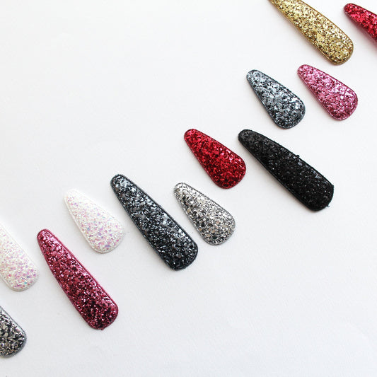 Rough Glitter Triangle Snap Clip Covers 10pcs
