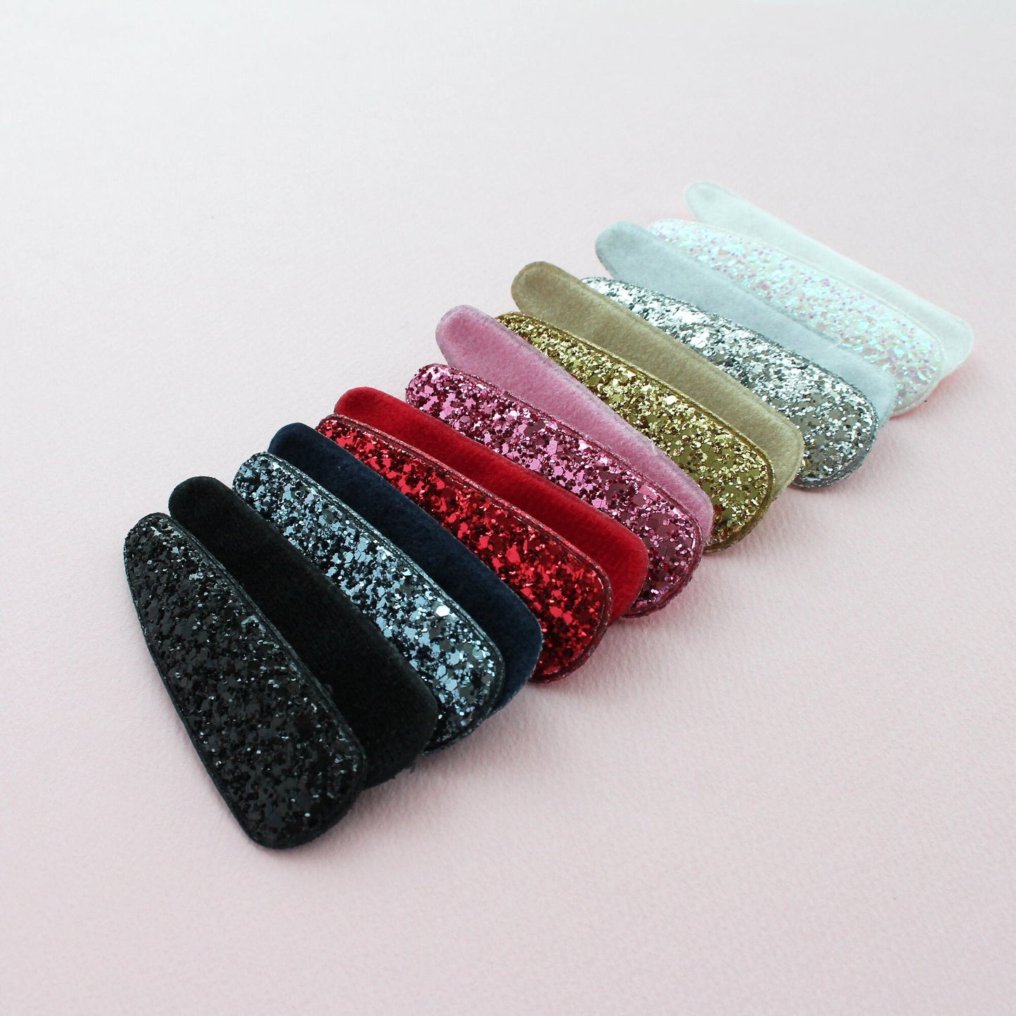 Rough Glitter Triangle Snap Clip Covers 10pcs