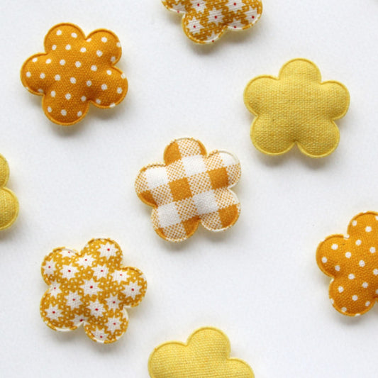 Yellow Pattern Flower Shape Padded Appliques, Haiclip Supplies 4pcs