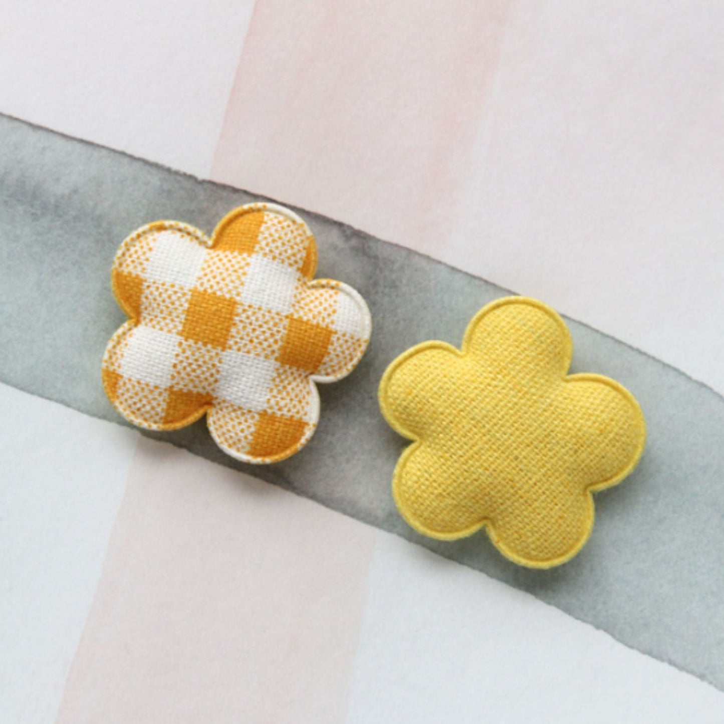 Yellow Pattern Flower Shape Padded Appliques, Haiclip Supplies 4pcs