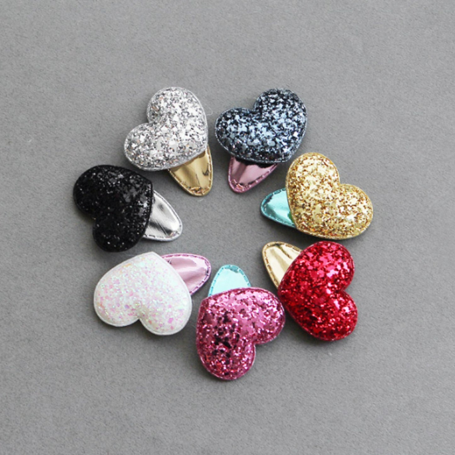 Glitter Heart Shape Padded Appliques, Haiclip Supplies 5pcs