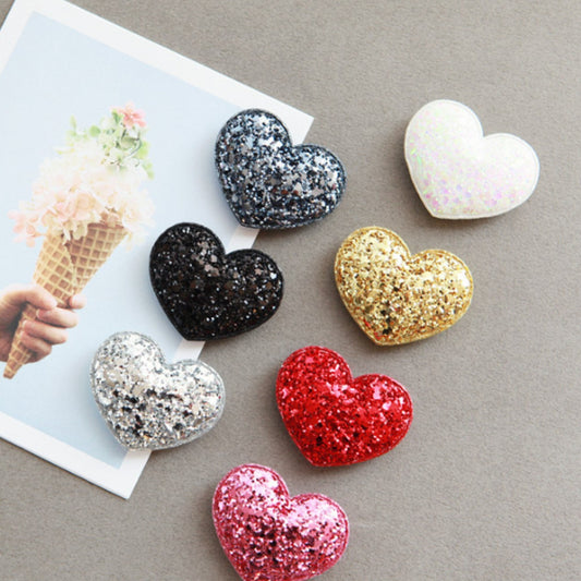 Glitter Heart Shape Padded Appliques, Haiclip Supplies 5pcs