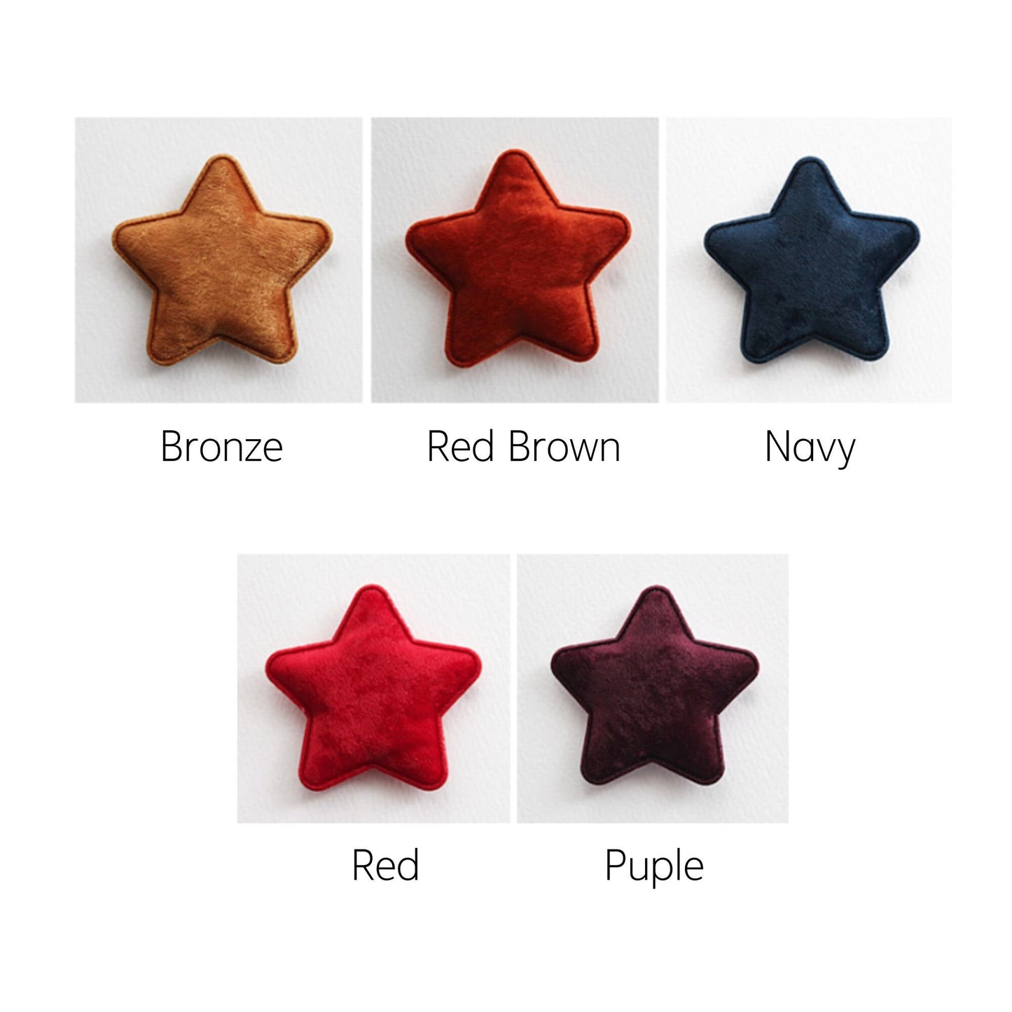 Velvet Star Shape Padded Appliques, Haiclip Supplies 2pcs
