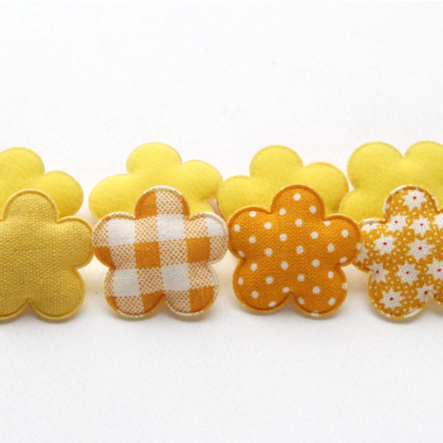 Yellow Pattern Flower Shape Padded Appliques, Haiclip Supplies 4pcs