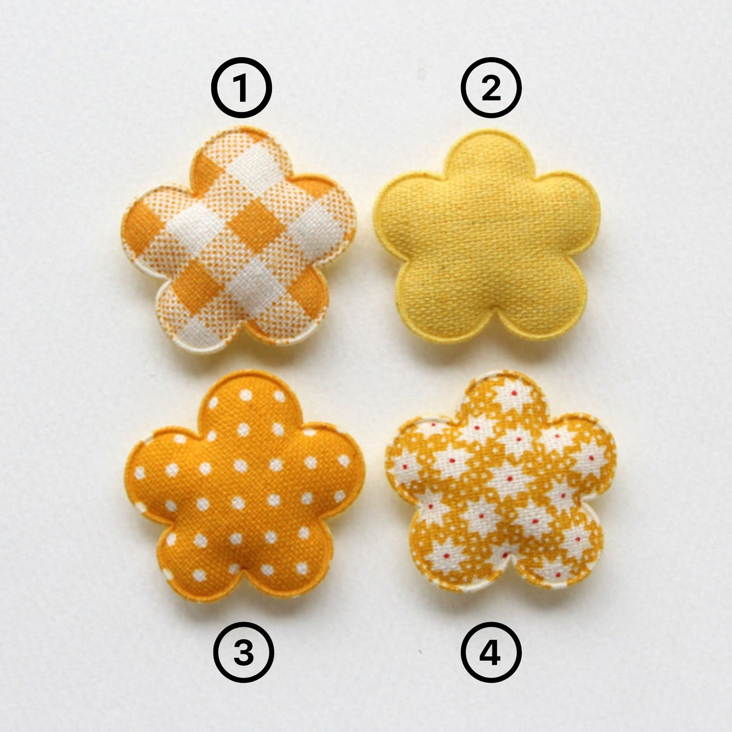 Yellow Pattern Flower Shape Padded Appliques, Haiclip Supplies 4pcs