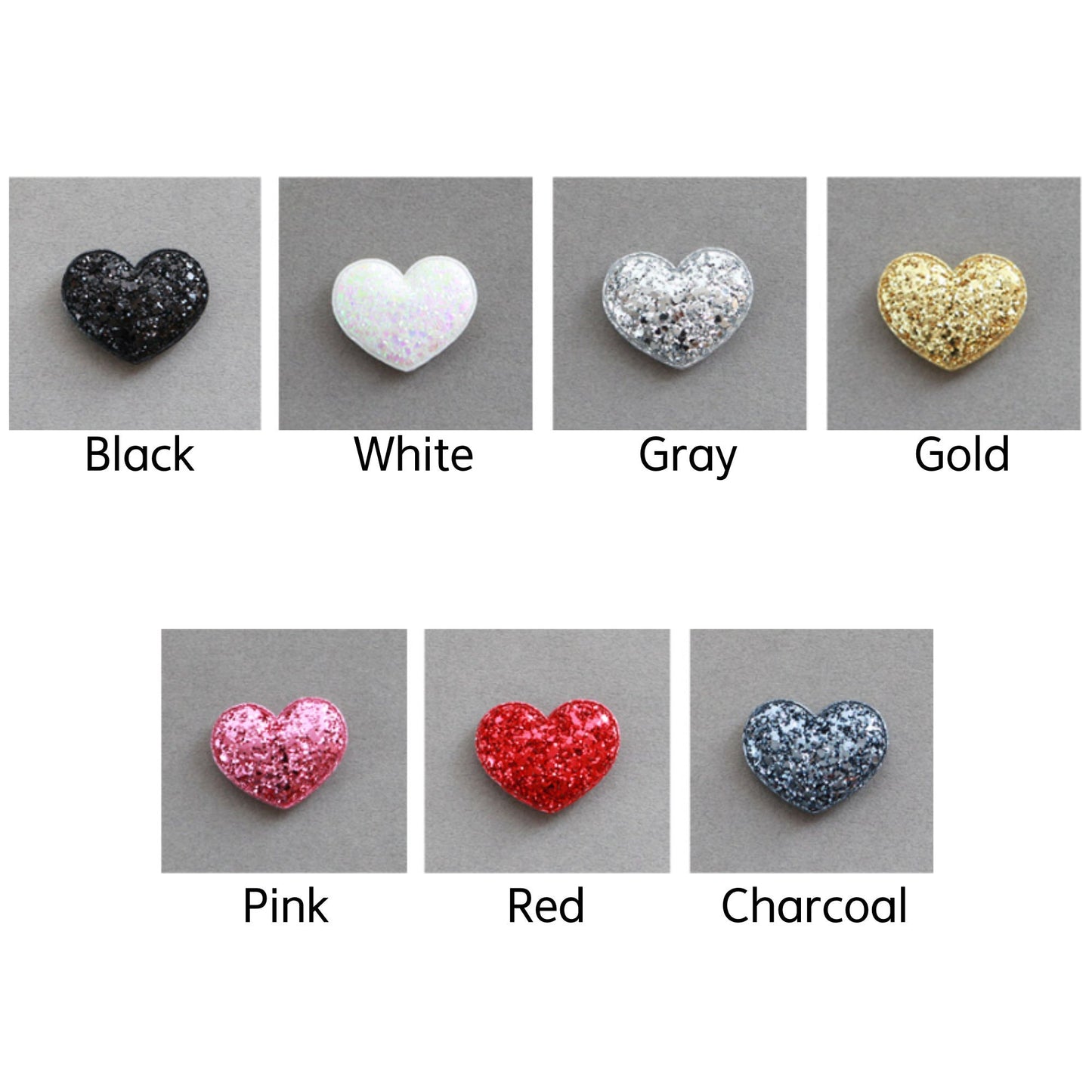 Glitter Heart Shape Padded Appliques, Haiclip Supplies 5pcs