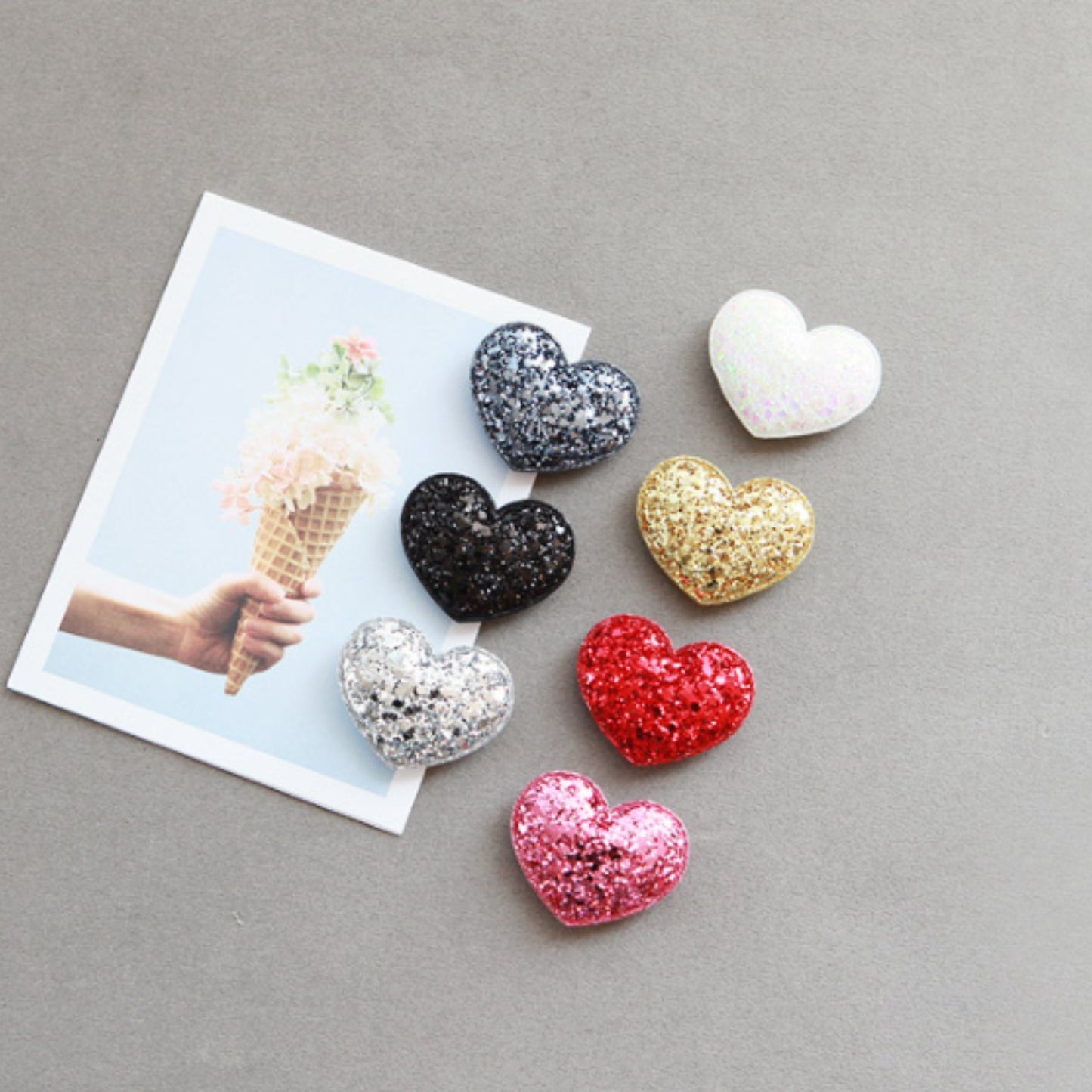 Glitter Heart Shape Padded Appliques, Haiclip Supplies 5pcs