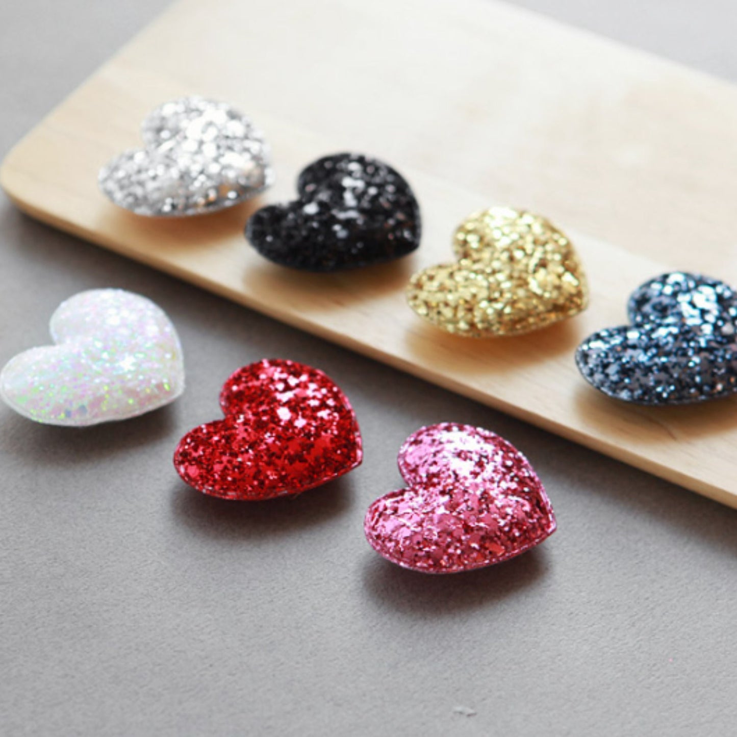Glitter Heart Shape Padded Appliques, Haiclip Supplies 5pcs