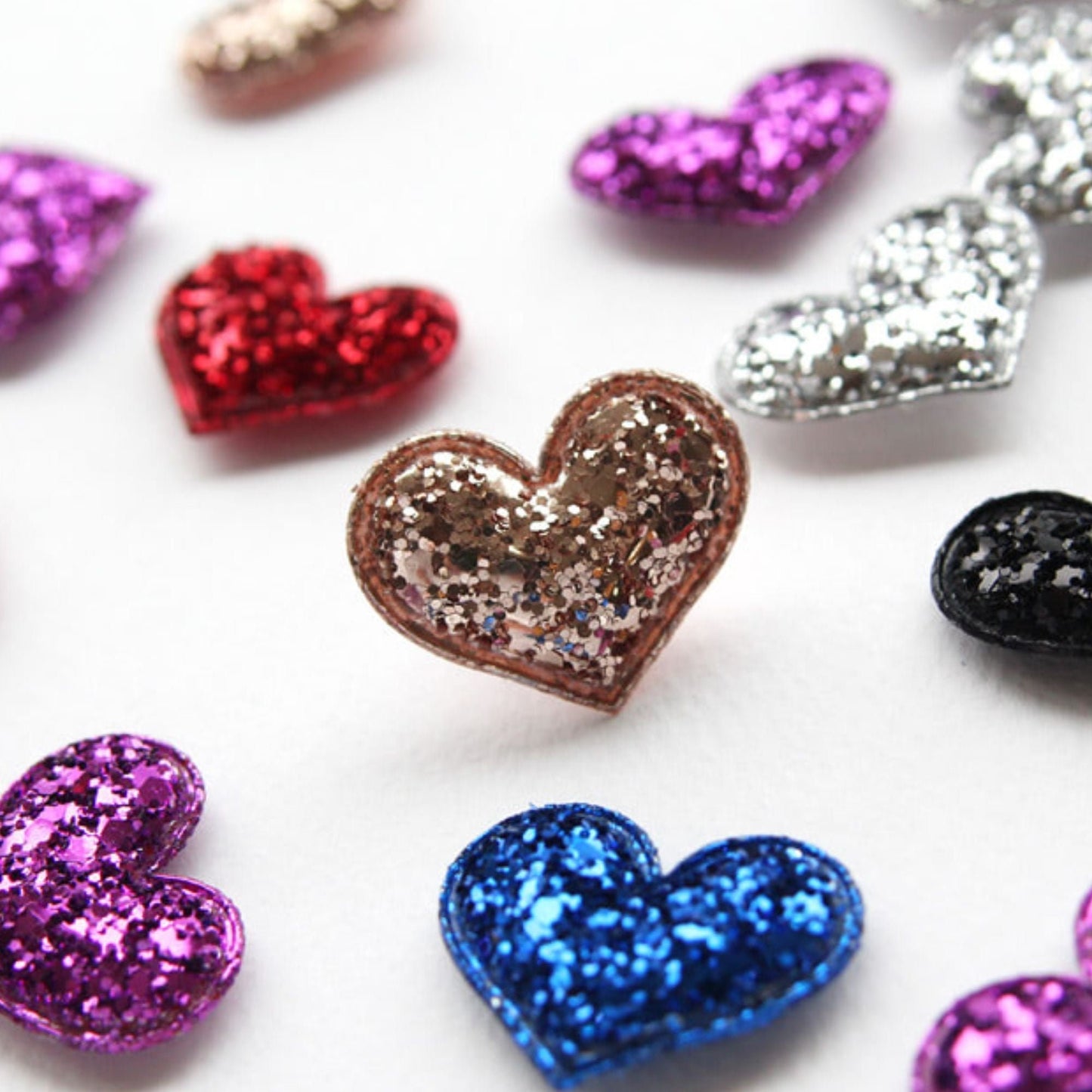Mini Glitter Heart Appliqués 5pcs
